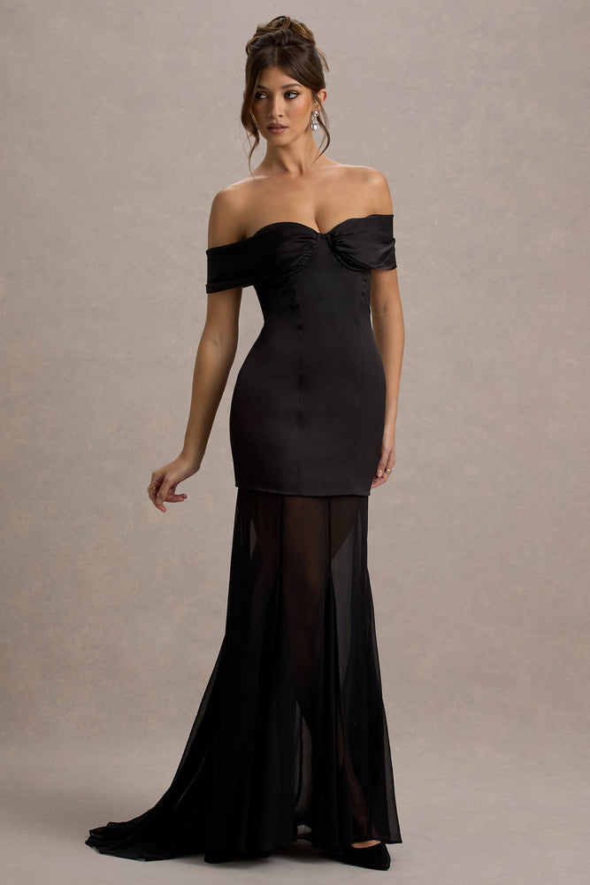 club l prom dresses London Black Bardot Maxi Evening Dress White Bardot Club L London Black Bardot Ball gown size:EU 46 INV-D243596 Mermaid Wedding Beach Wedding
