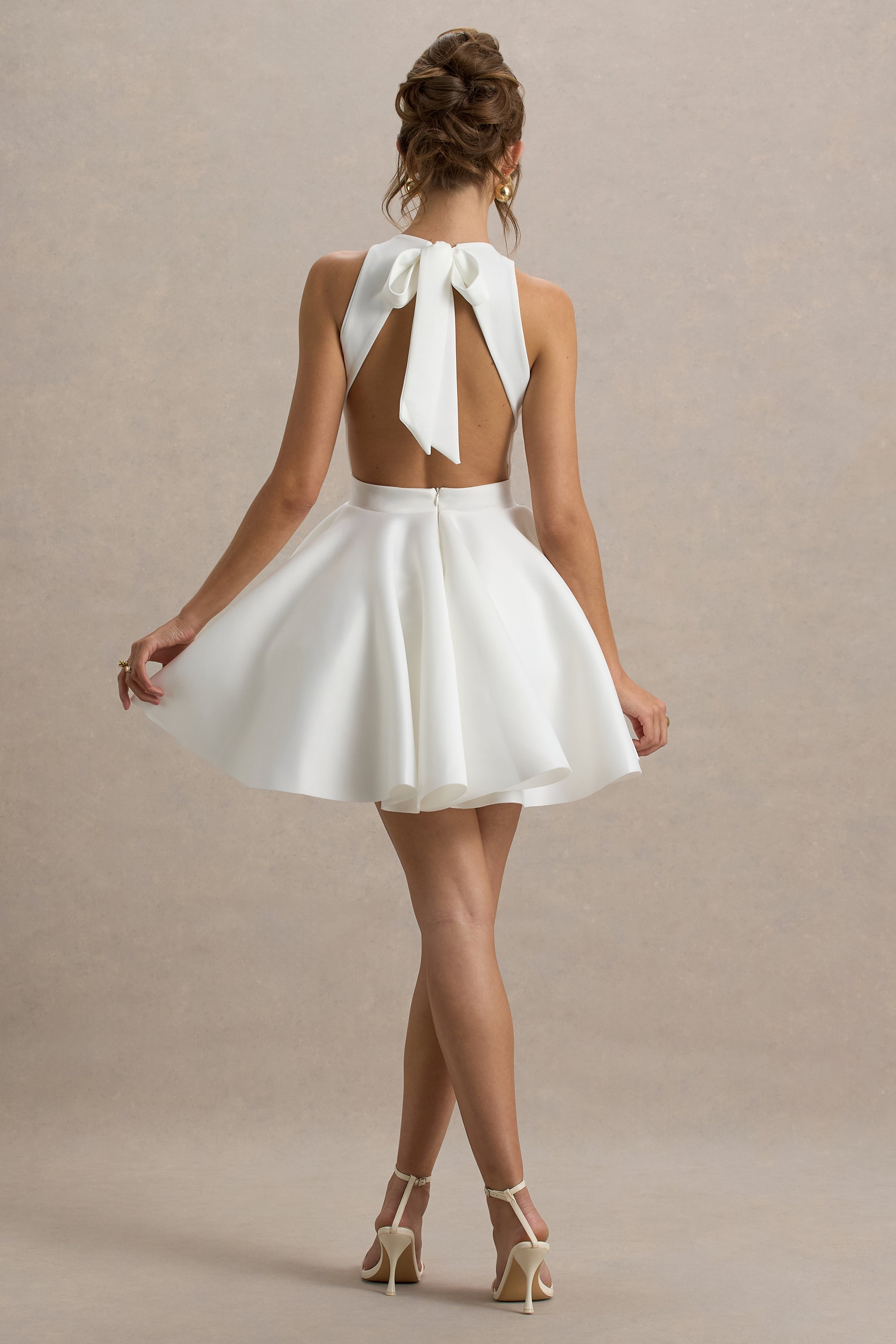 going steady white backless skater dress White halter backless skater dress Windsor