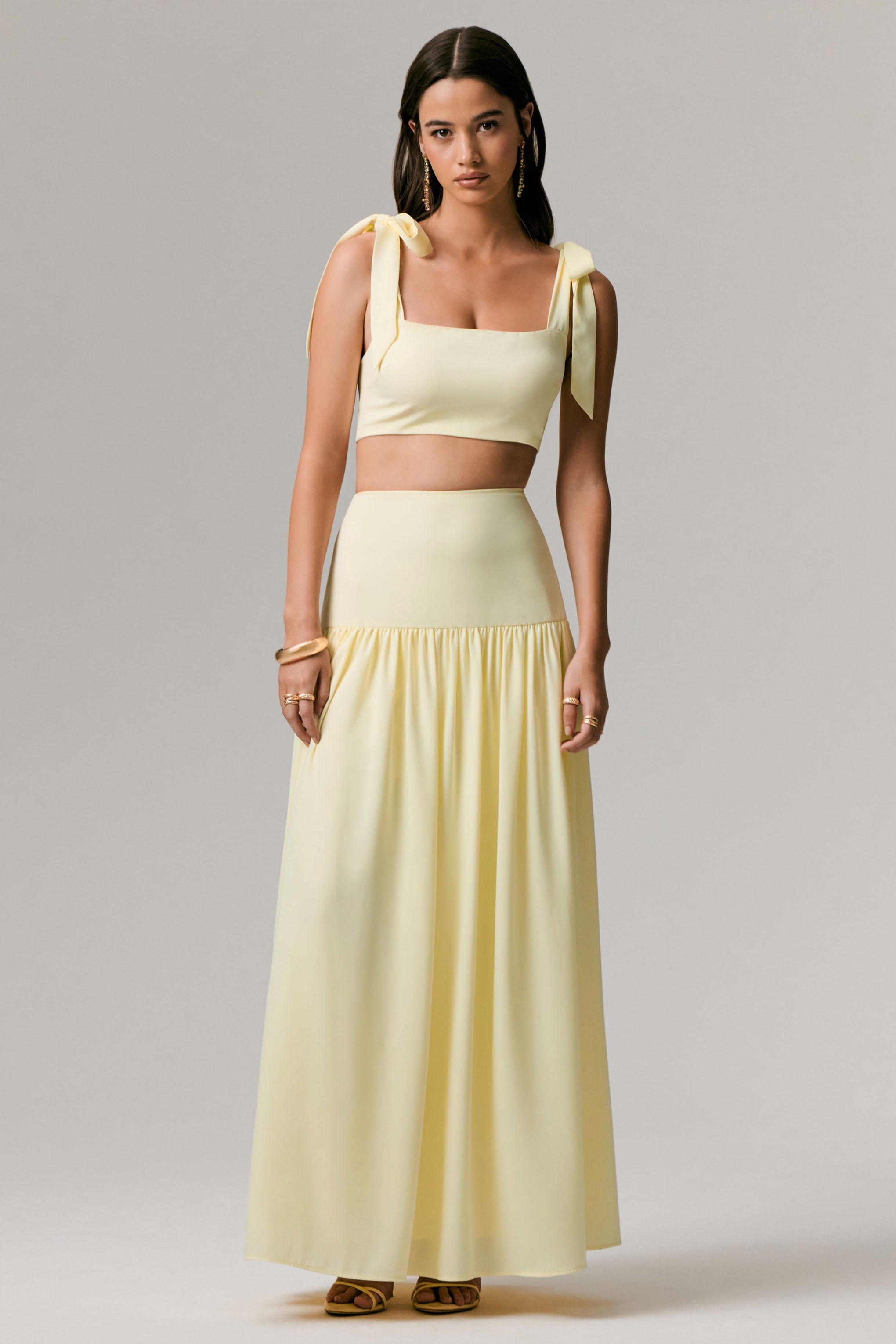 Reminiscent Lemon Ruched Maxi Skirt – Club L London - USA