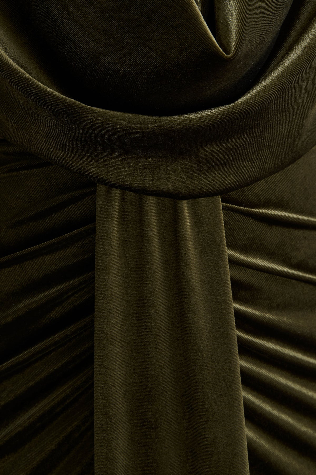 Lavernia | Olive Velvet Halter-Neck Maxi Dress With Gathered-Detailing Lavernia | Olive Velvet Halter-Neck Maxi Dress With Gathered-Detailing