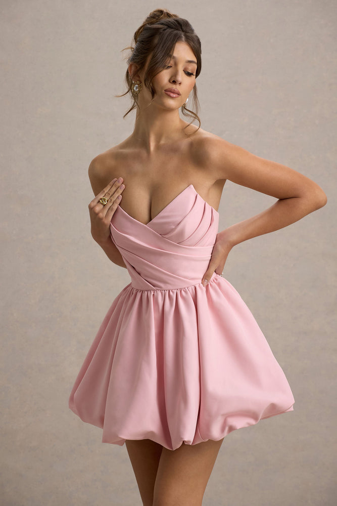 デニーローズ DENNY ROSE フォイルドレープキャミソール （PINK） Georgie Pink Sweetheart Puffball Mini Dress – Club L London