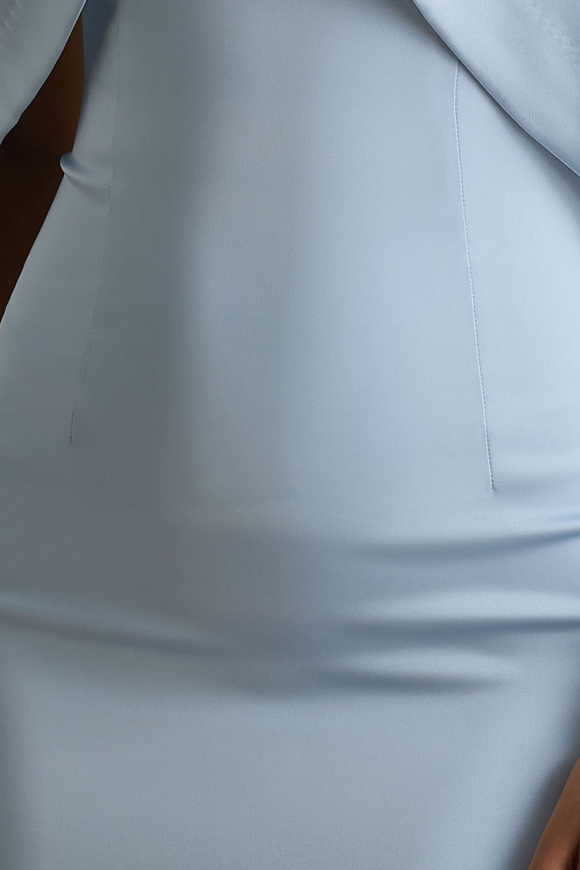 light blue satin dress long sleeve Gia Chic A-Line Pleated Long Sleeves Satin Formal Dresses, Dusty Blue