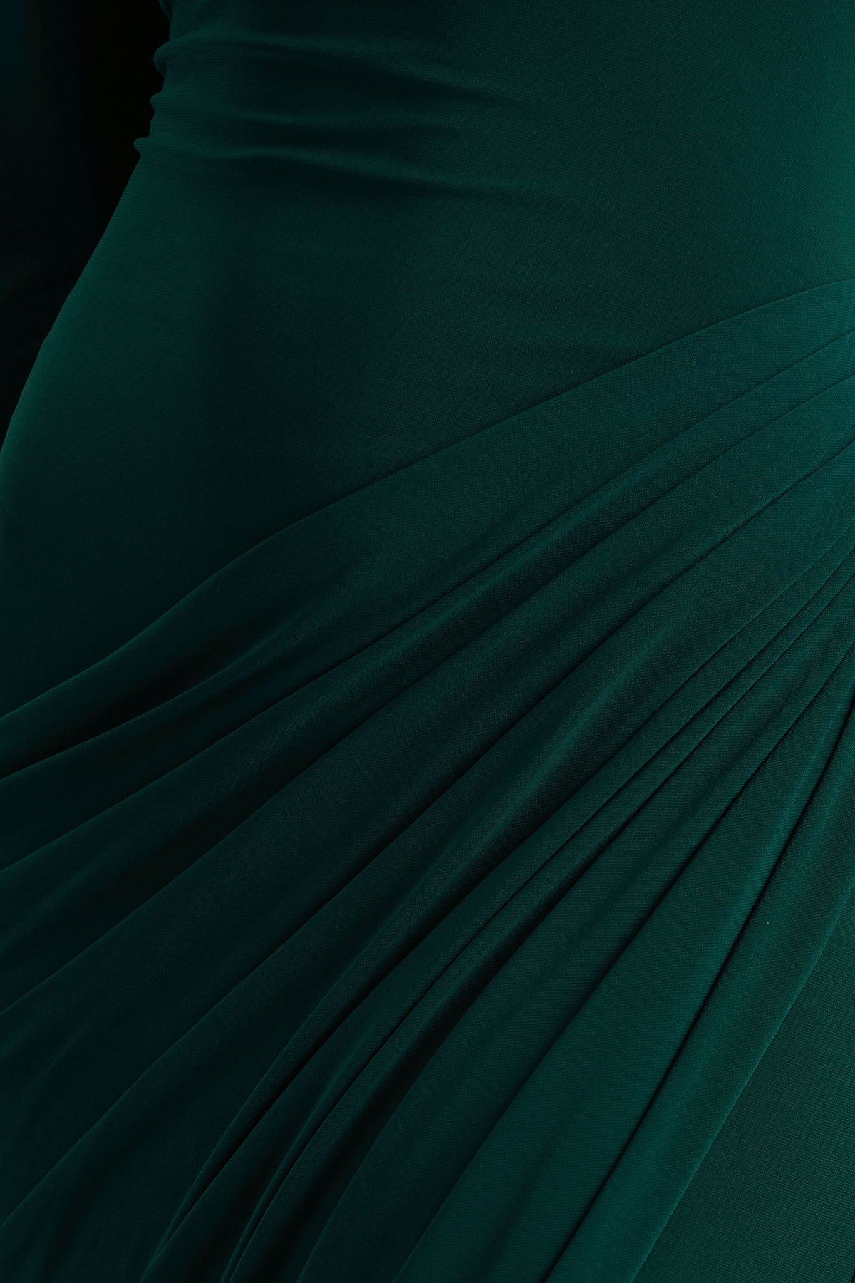Betsy | Bottle Green High-Neck Maxi Dress With Front Split And Ruched Detailing - UK 10 DEEP TEAL Betsy | Bottle Green High-Neck Maxi Dress With Front Split And Ruched Detailing - UK 10 DEEP TEAL