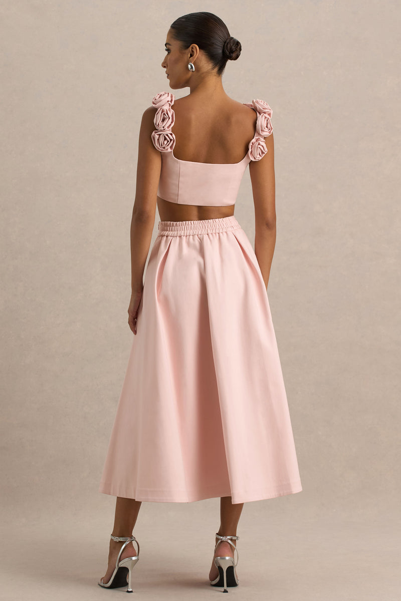 Kerrie Hanky Midi Skirt - Baby Pink