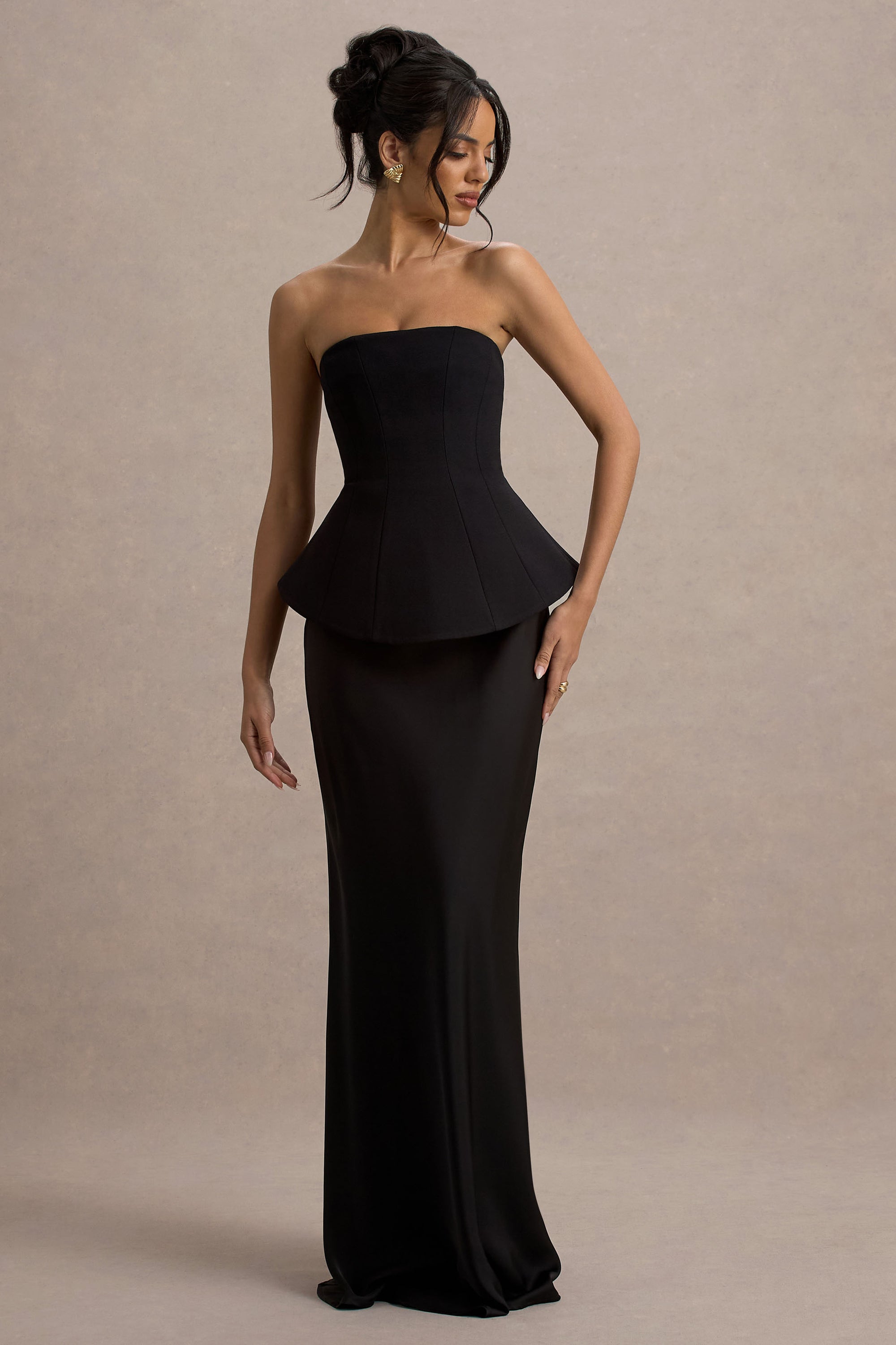 strapless club dresses Strapless Draped Corset Dress Black