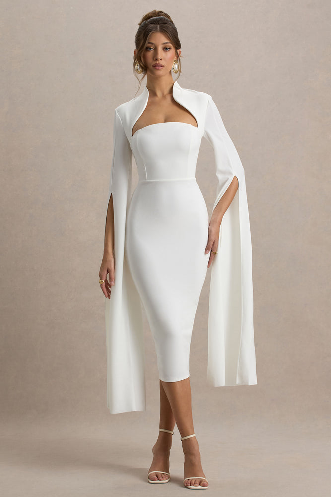 L’AUBE BLANC Narrow line cape dress S Narrow line Cape Dress – L'AUBE BLANC
