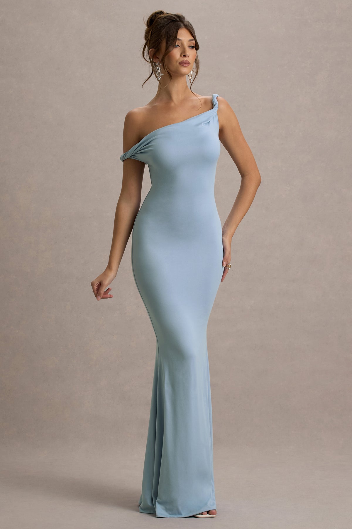 Lita Powder Blue Twisted Asymmetric Maxi Dress Club L London - USA Lita Powder Blue Twisted Asymmetric Maxi Dress Club L London - USA