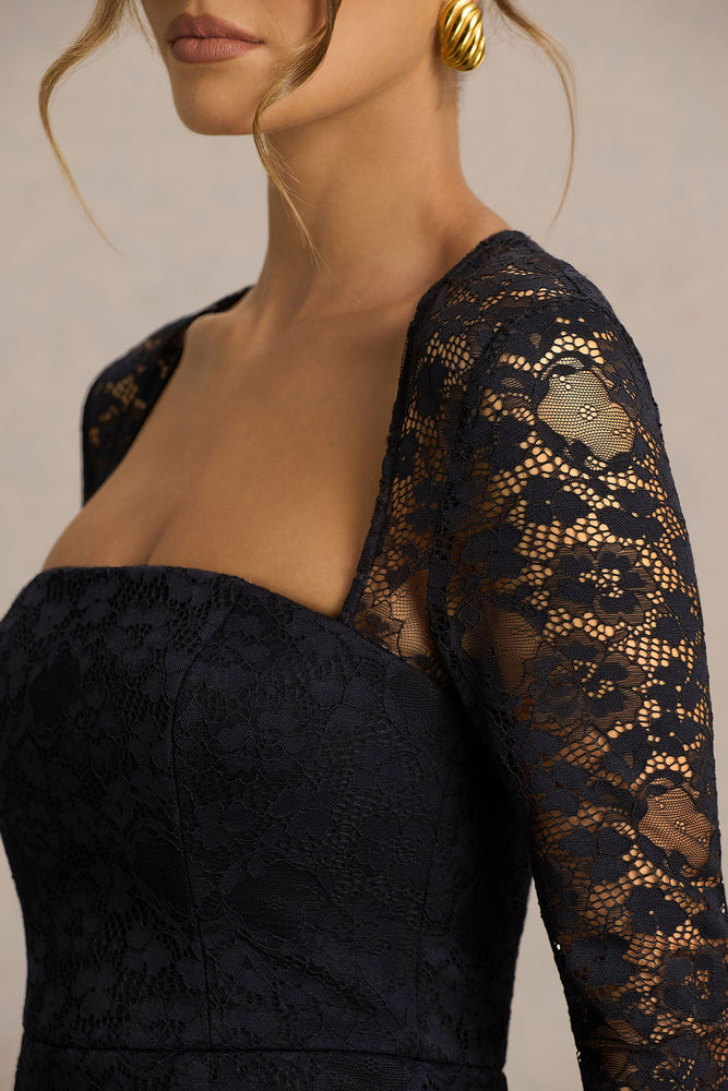 chinese dress ladies Women's Black Lace Ruffle Dress
