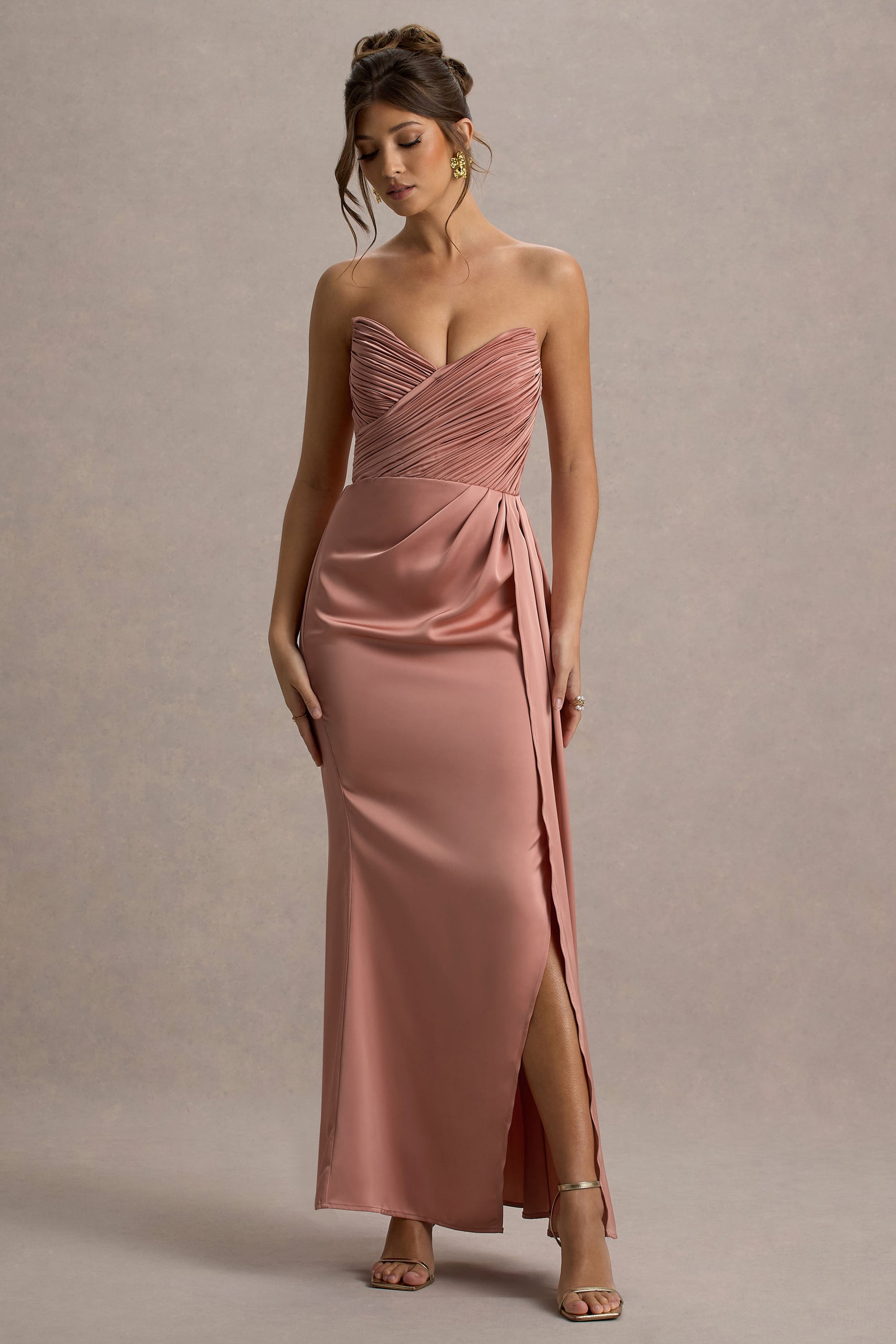 pink strapless long dress Monelise Maxi Make a statement in our Pink Strapless Maxi Dress Neon Pink Strapless Long Prom