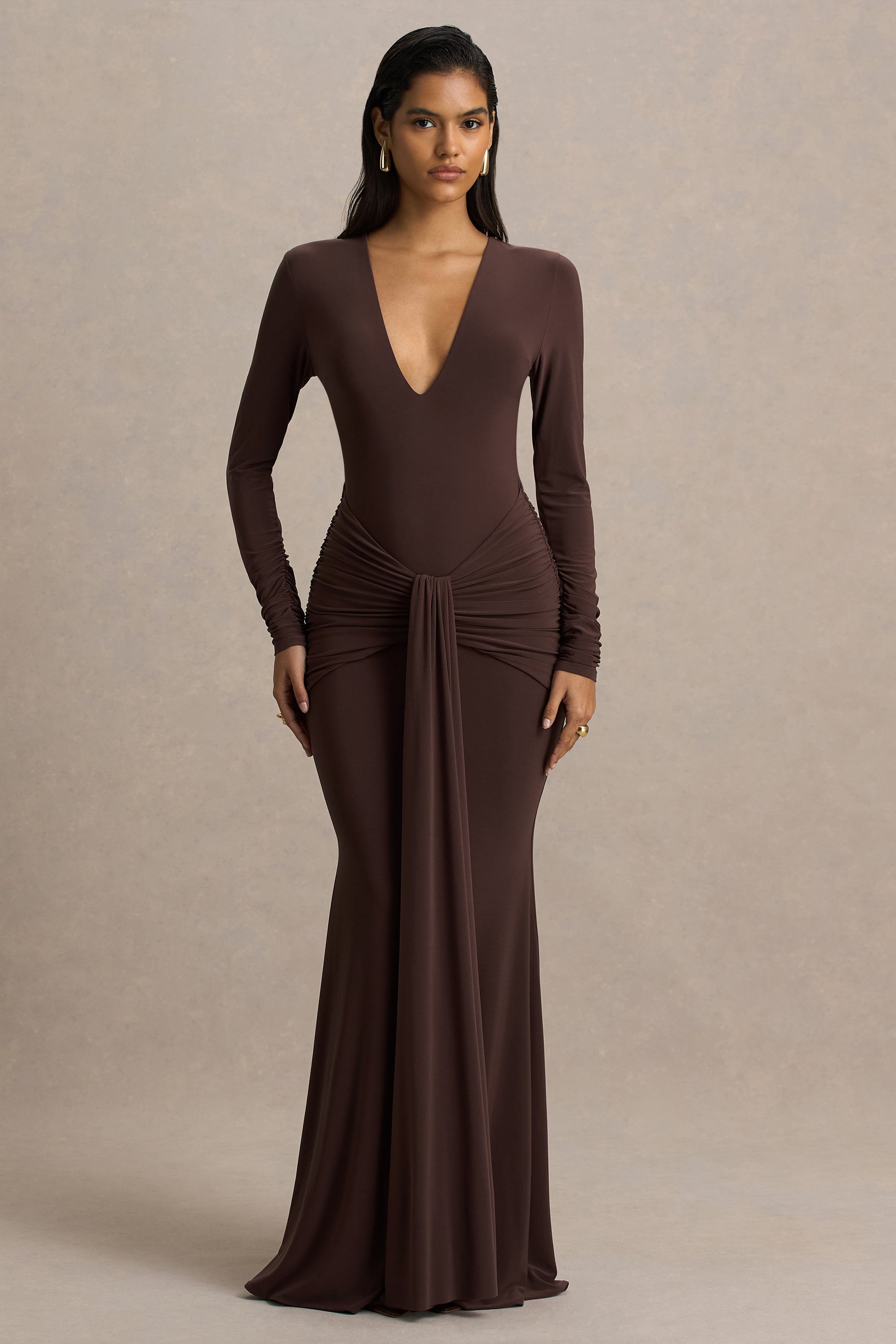 brown wrap maxi dress Carmen Wrap Maxi Dress