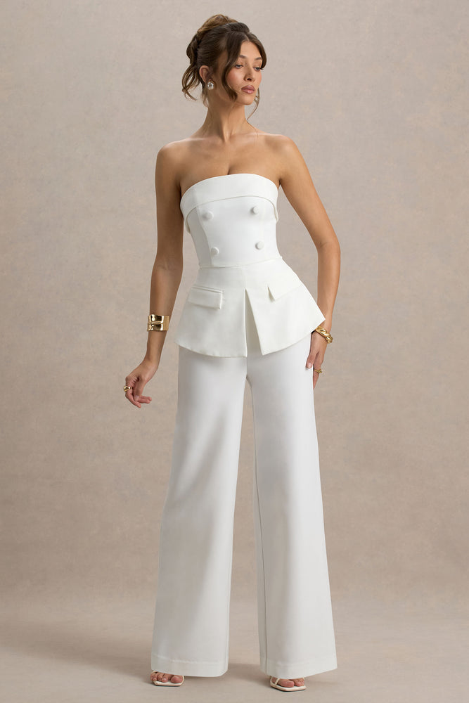 babylclub Glam t (white) シズニルック Noemi White Bandeau Tailored Jumpsuit – Club L London - USA