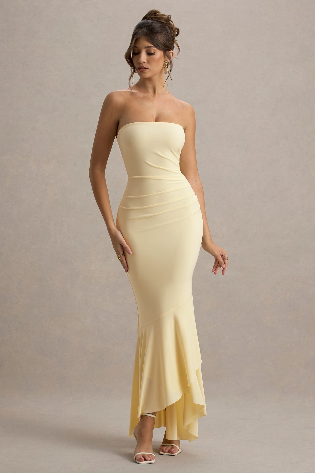Capria | Lemon Bandeau Wrap Maxi Dress