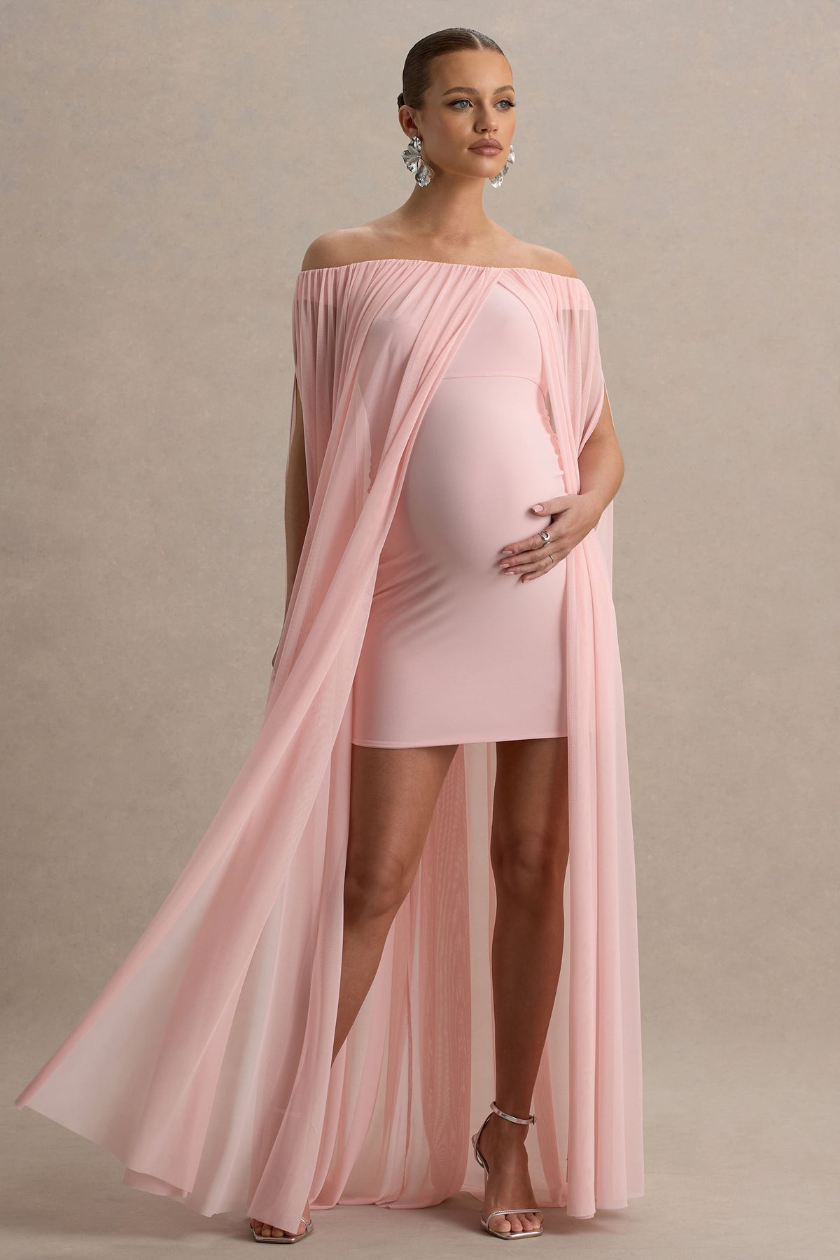 Atmosphere | PINK Bandeau Maternity Mini Dress With Mesh Overlay - UK 10 PINK Atmosphere | PINK Bandeau Maternity Mini Dress With Mesh Overlay - UK 10 PINK