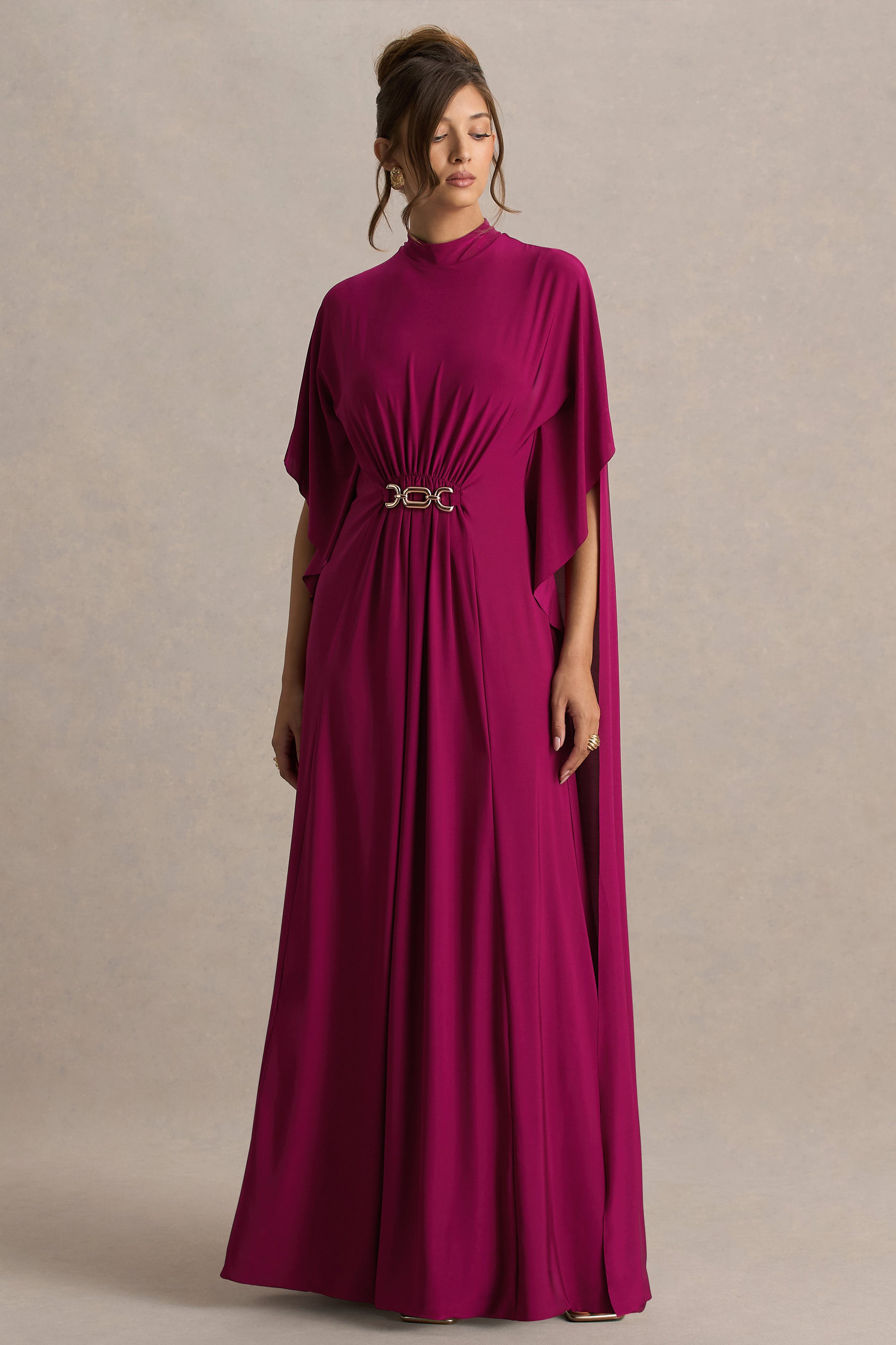 burgundy belted dress Plus Size Classic Wrap Belted Dress