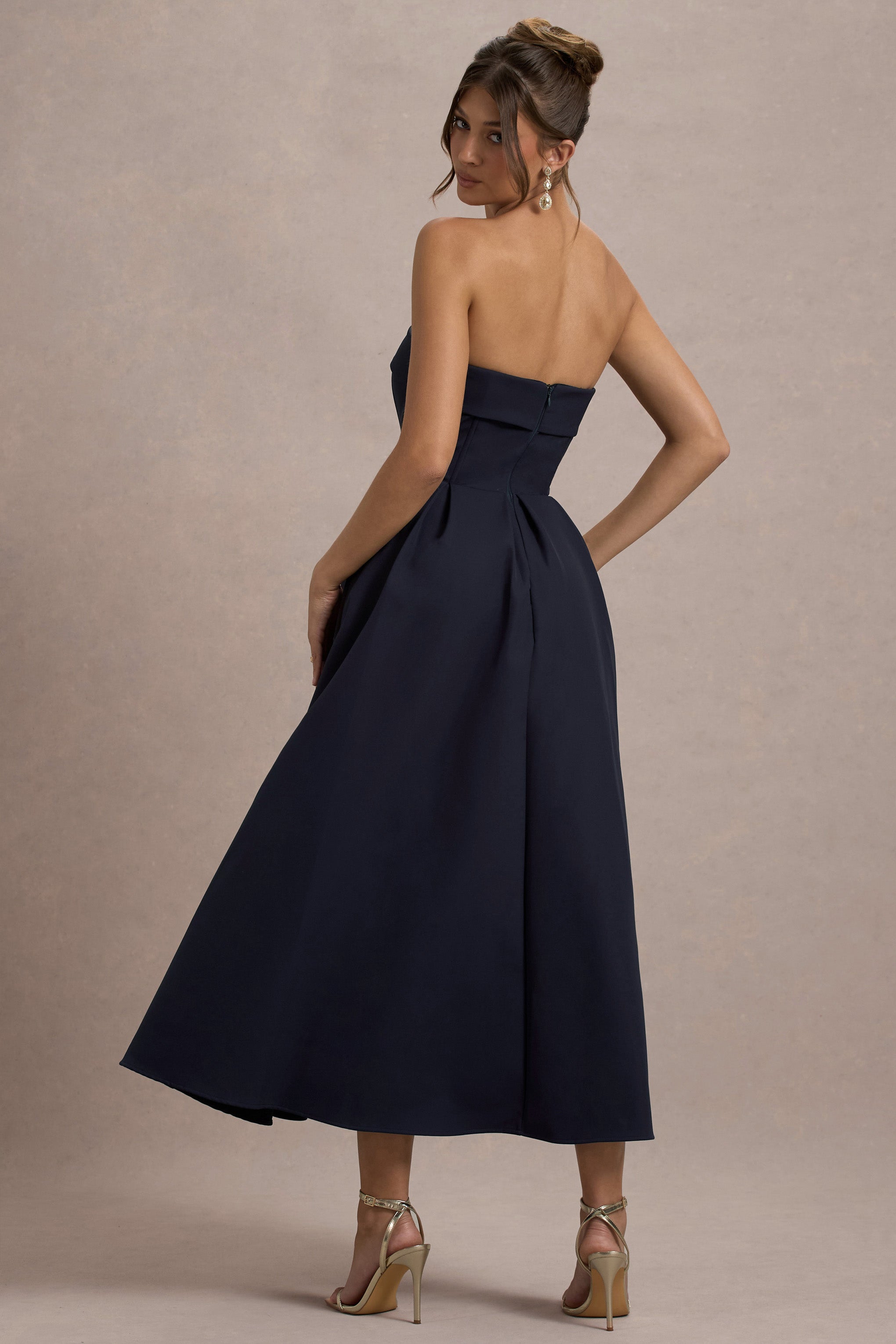 Annalise | Navy Bandeau Skater Midi Dress – Club L London - USA