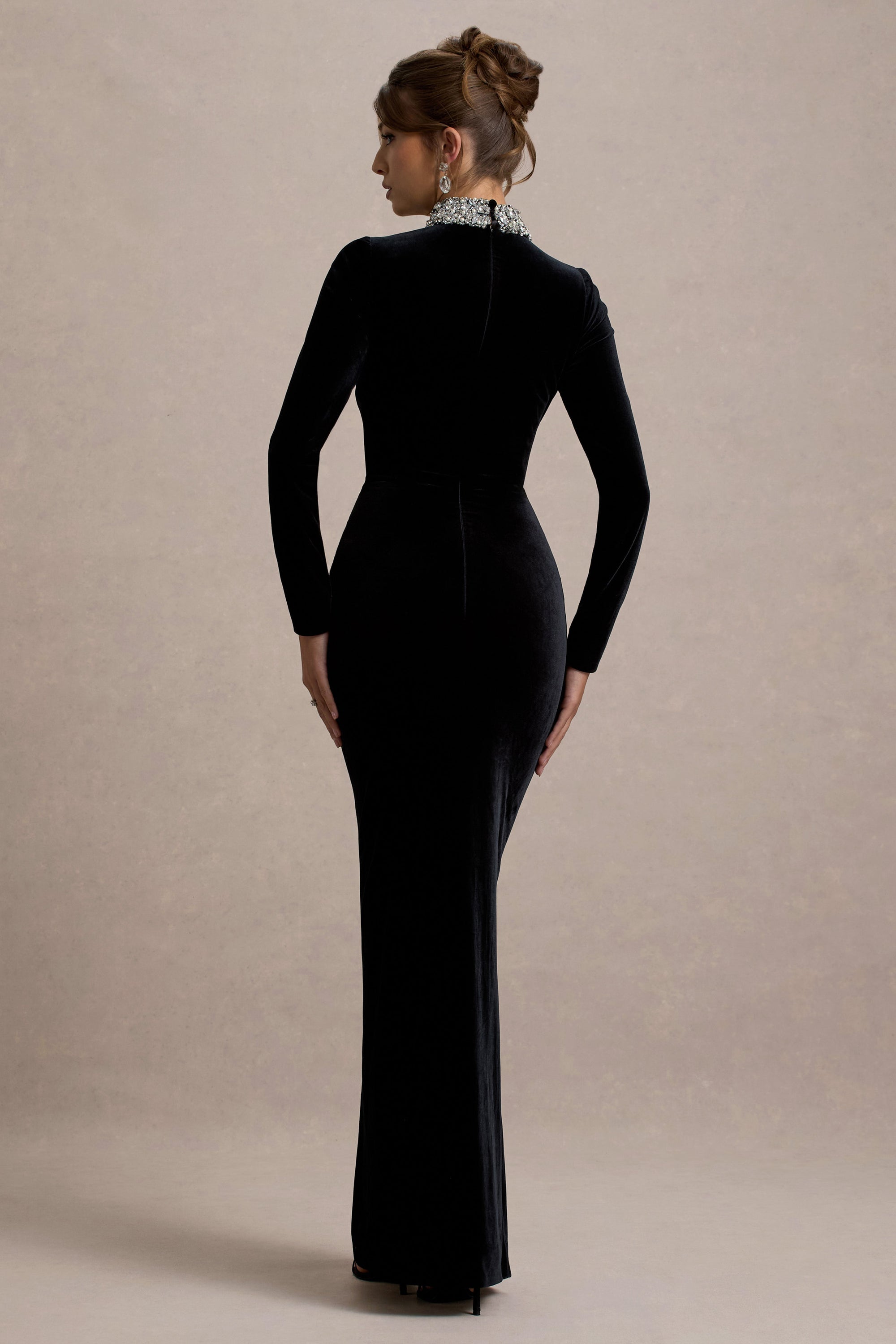 black velvet dress floor length Black Bridesmaid Dress Velvet Size 0X
