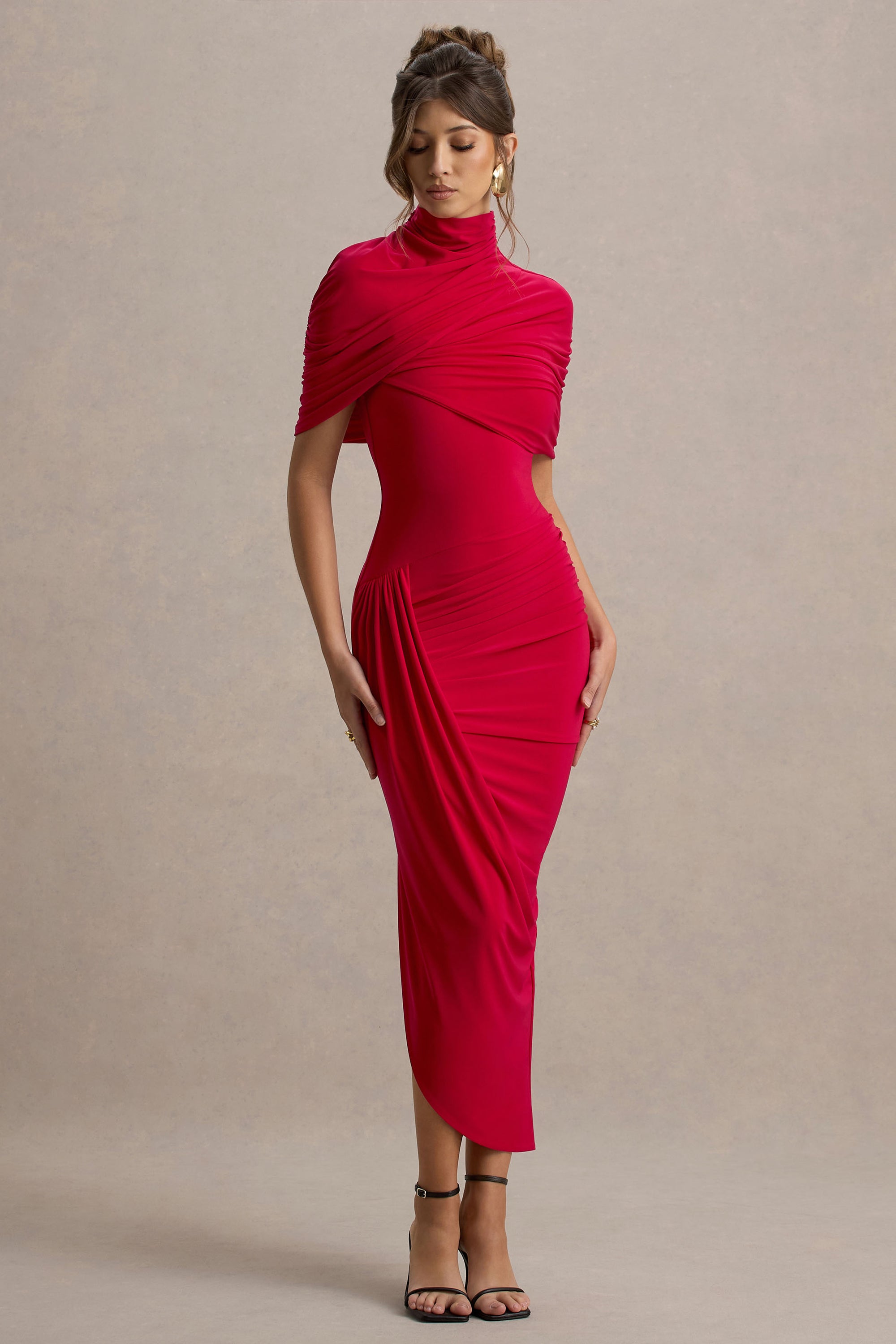 club london red dress Love Letters | RED Puff-Sleeve Maxi Dress