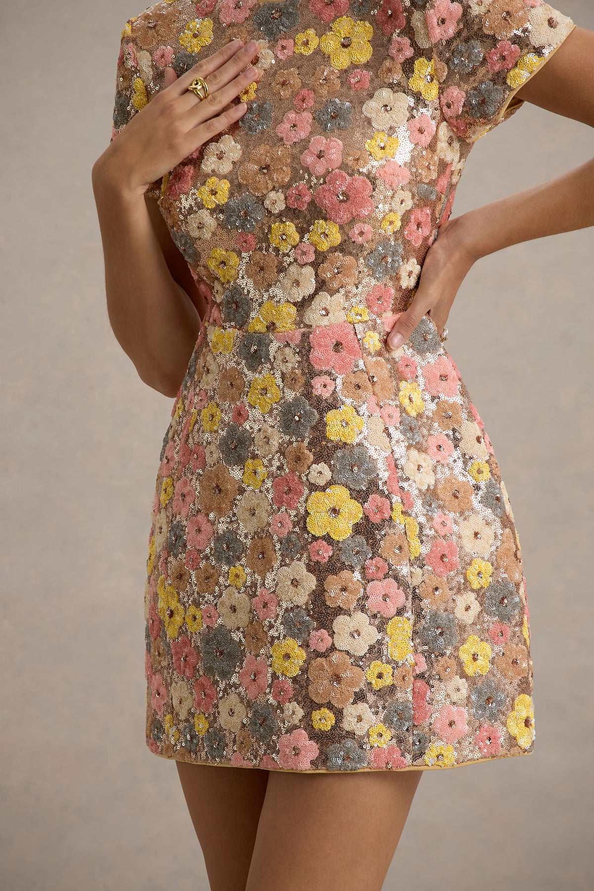 Eira Floral Print Sequin Mini Dress – Club L London - USA