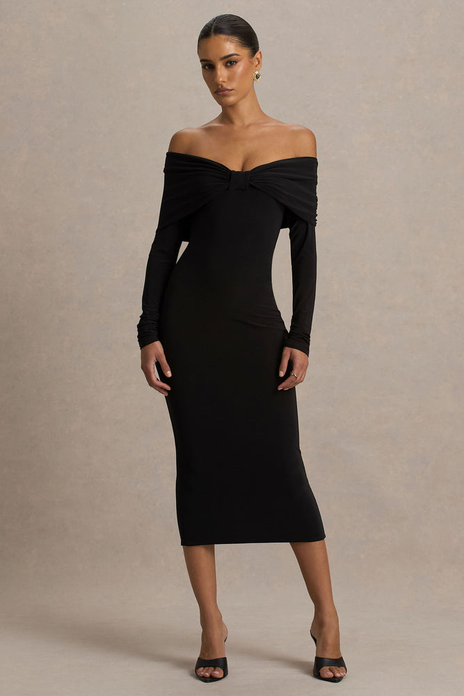 ambiance midi dress in black bardot Spark