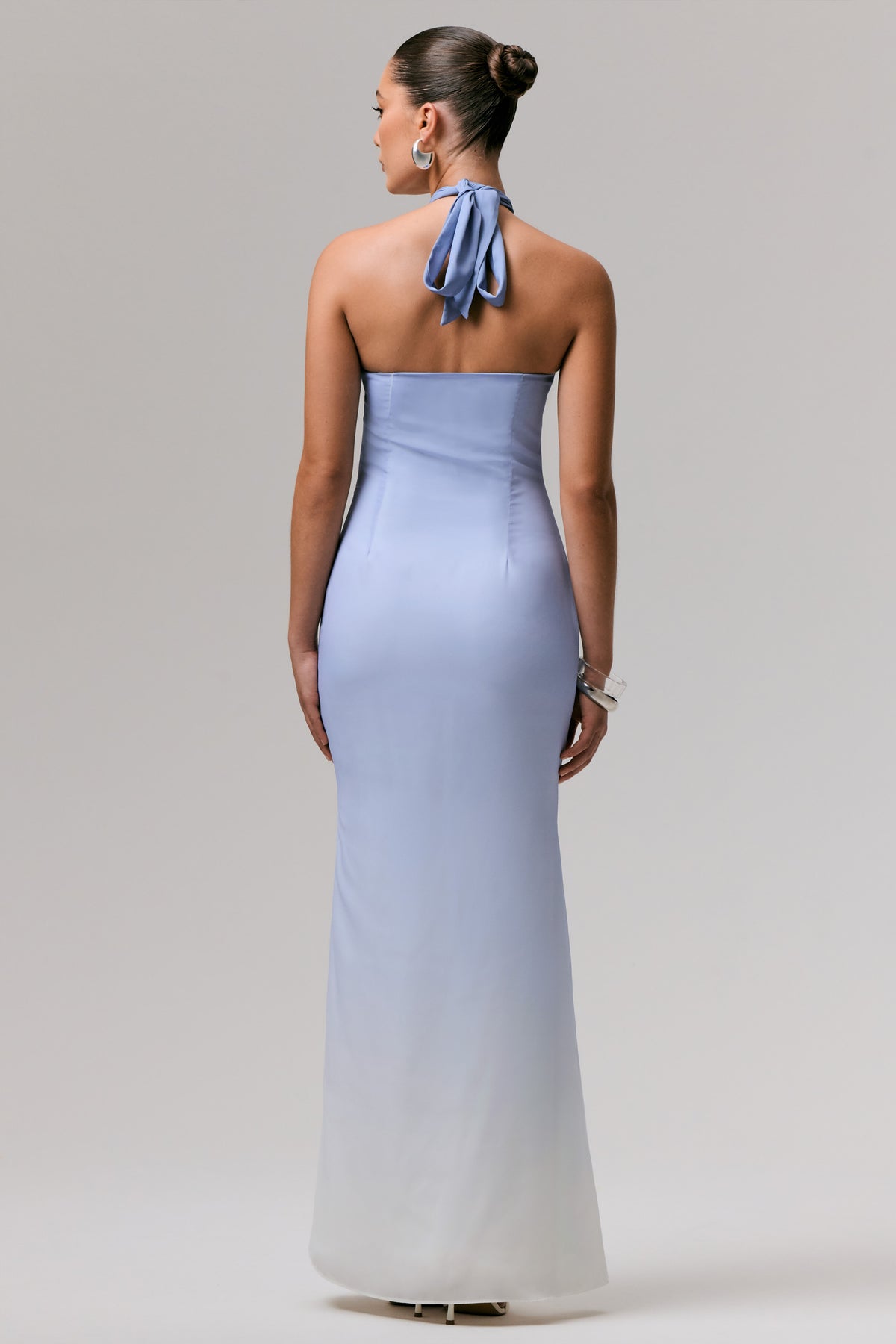 Sharni | BLUE Ombre Chiffon Halter-Neck Maxi Dress - UK 8 BLUE Ombre Sharni | BLUE Ombre Chiffon Halter-Neck Maxi Dress - UK 8 BLUE Ombre