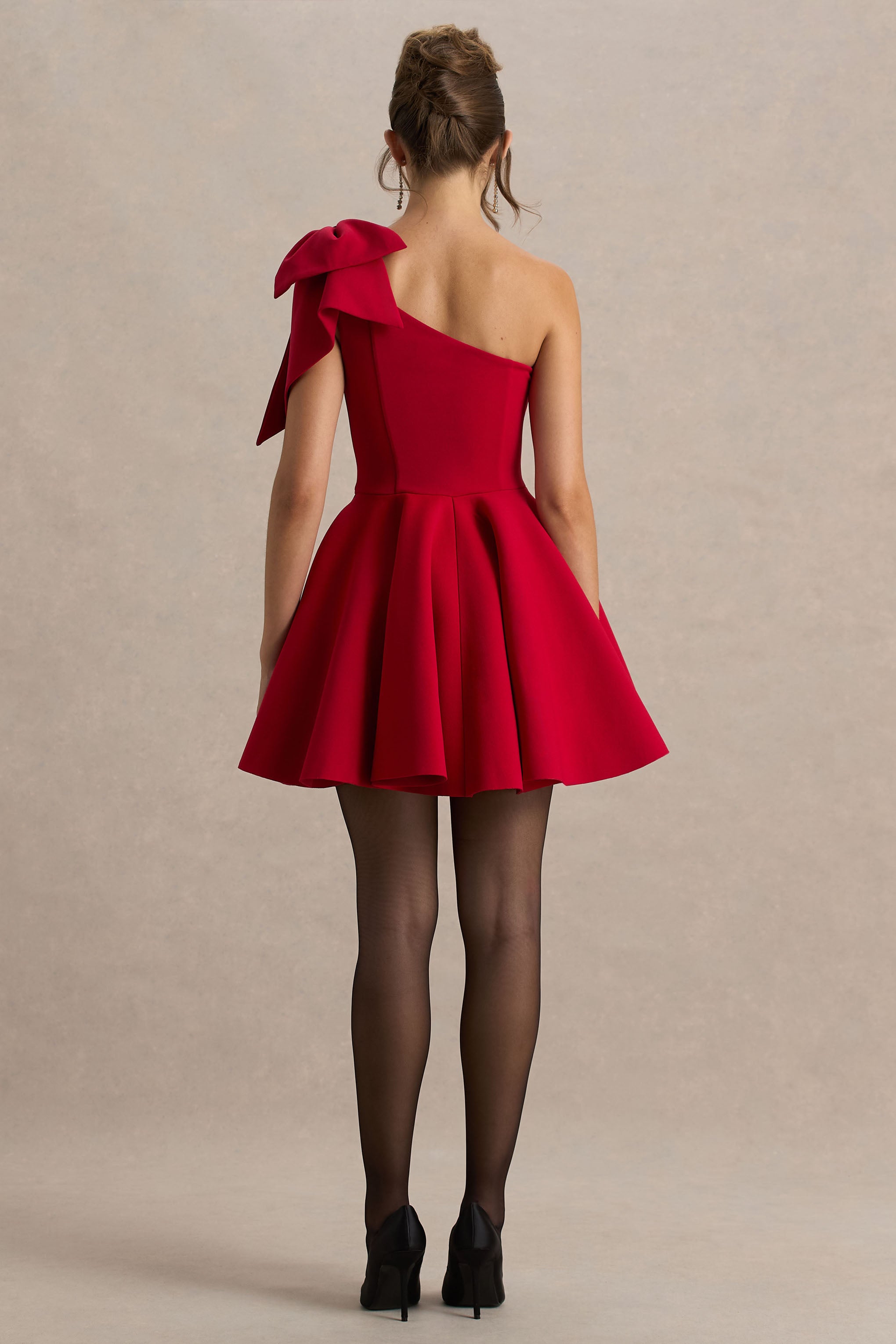 Prosperity | Red Asymmetric-Neck Mini Dress With Bow Detail – Club