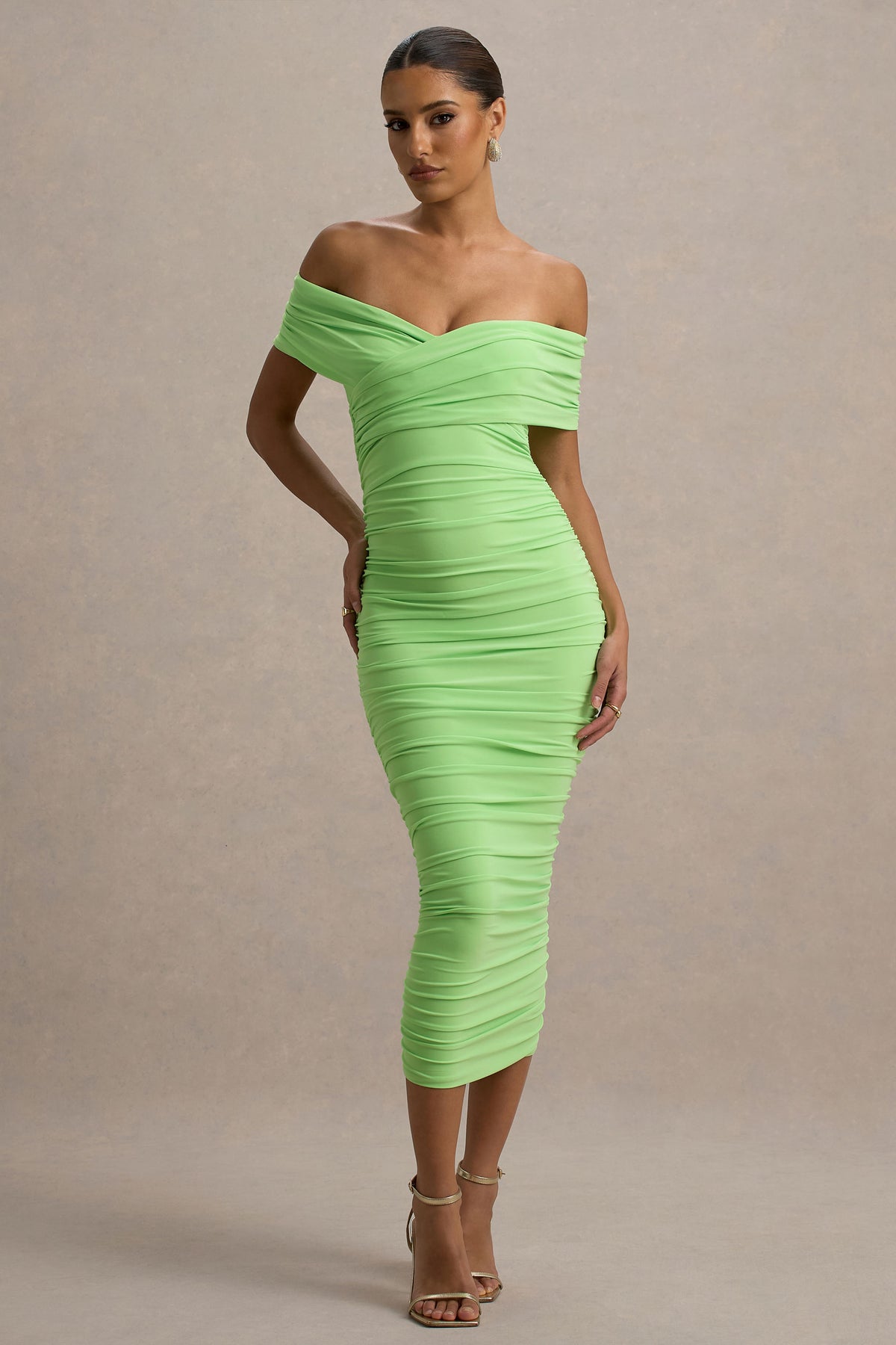 green emerald velvet dress Unwrapped Light Green Ruched Twist Bardot Midi Dress Club L London green emerald velvet dress Unwrapped Light Green Ruched Twist Bardot Midi Dress Club L London