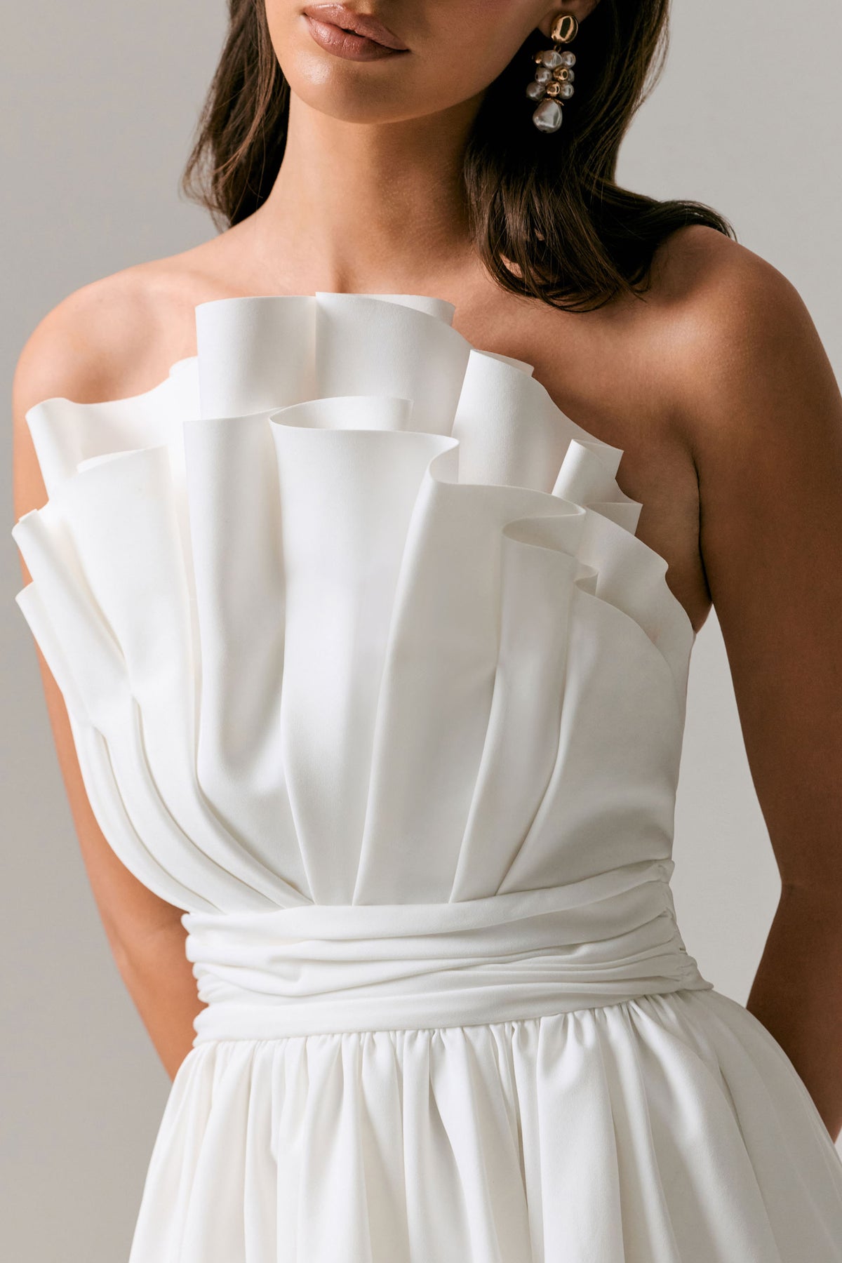 Distinguished White Asymmetric Ruffled Mini Dress Club L London - USA Distinguished White Asymmetric Ruffled Mini Dress Club L London - USA