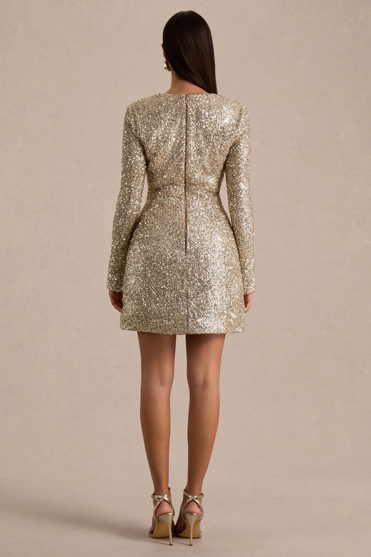 Invite | GOLD Sequin Square-Neck Mini Dress - UK 6 GOLD Invite | GOLD Sequin Square-Neck Mini Dress - UK 6 GOLD