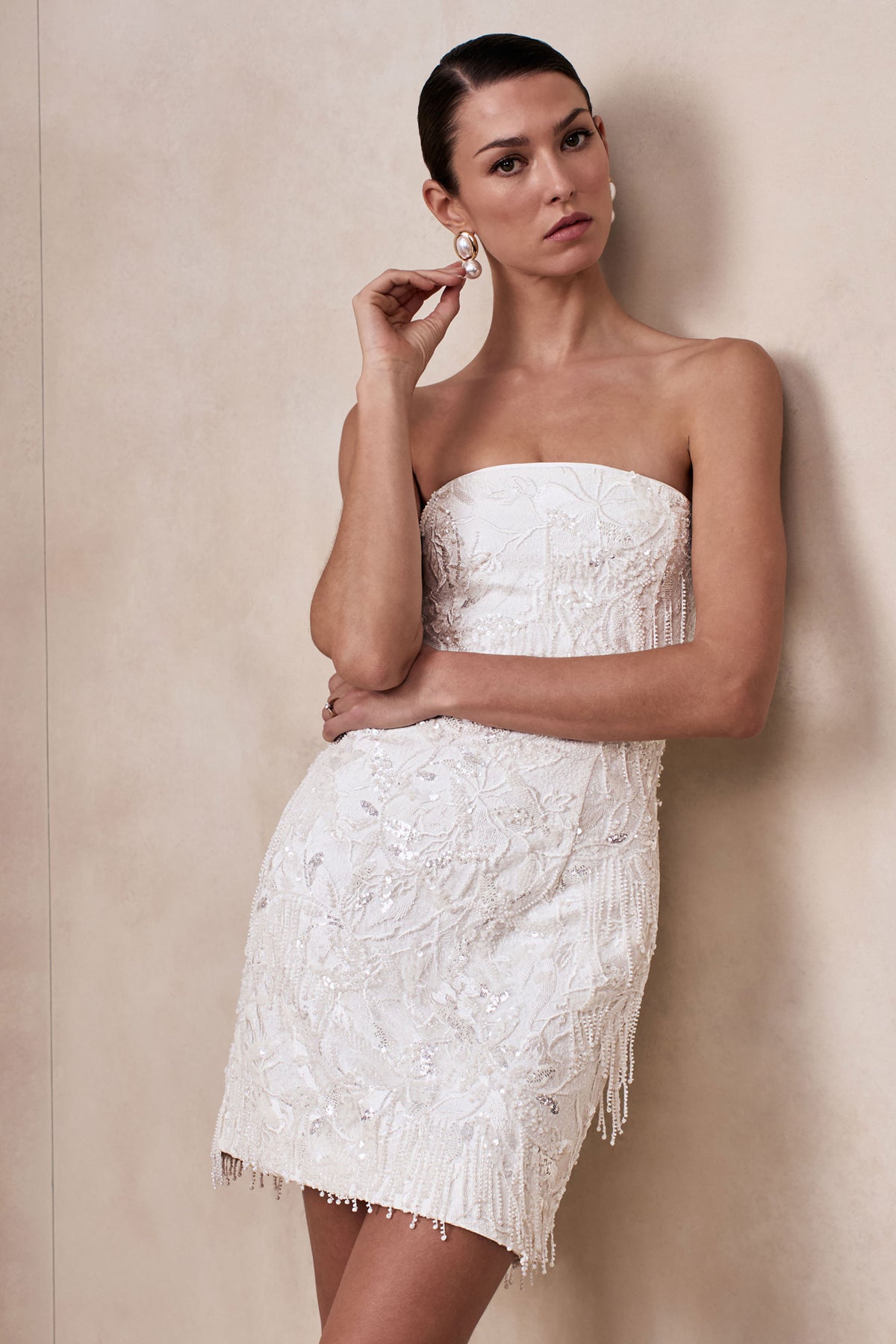 Paulina White Embellished Bandeau Mini Dress  Club L London - USA