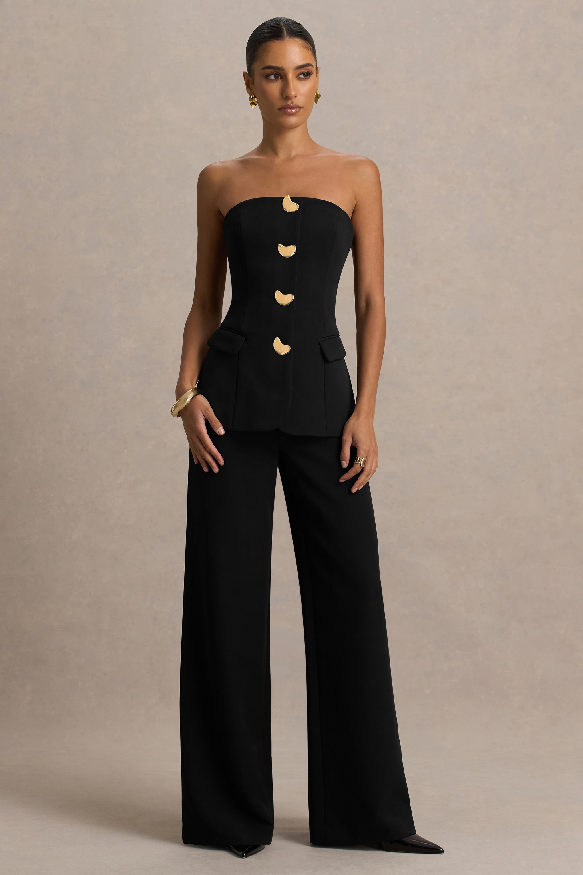 Zoey | Black Bandeau Jumpsuit – Club L London - USA