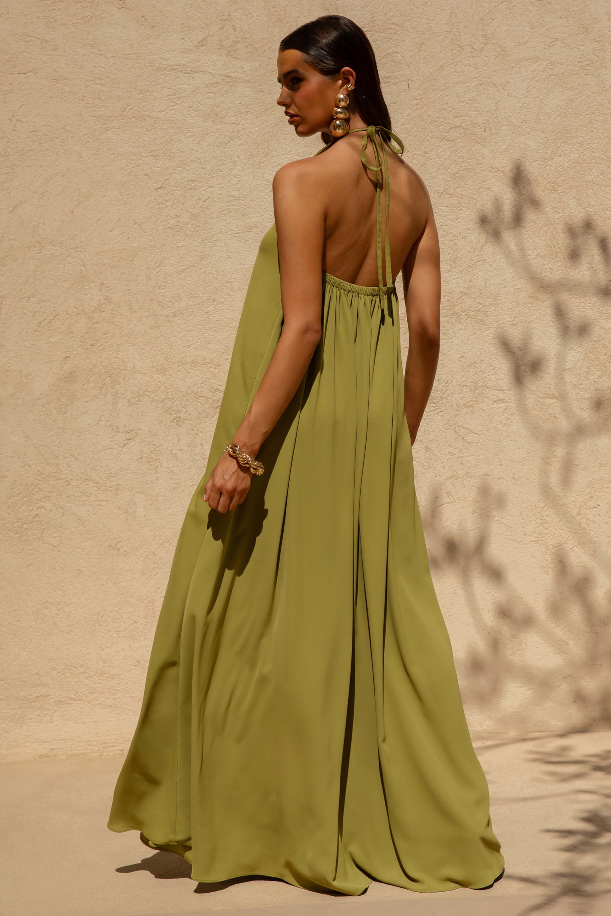 Zyon | Green High-Neck Maxi Dress with Cut-Out Details – Club L