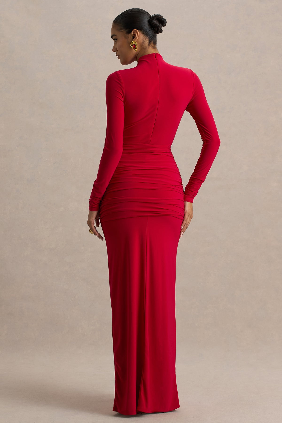 Alula | RED High-Neck Maxi Dress With Twist Detail - UK 12 RED Alula | RED High-Neck Maxi Dress With Twist Detail - UK 12 RED