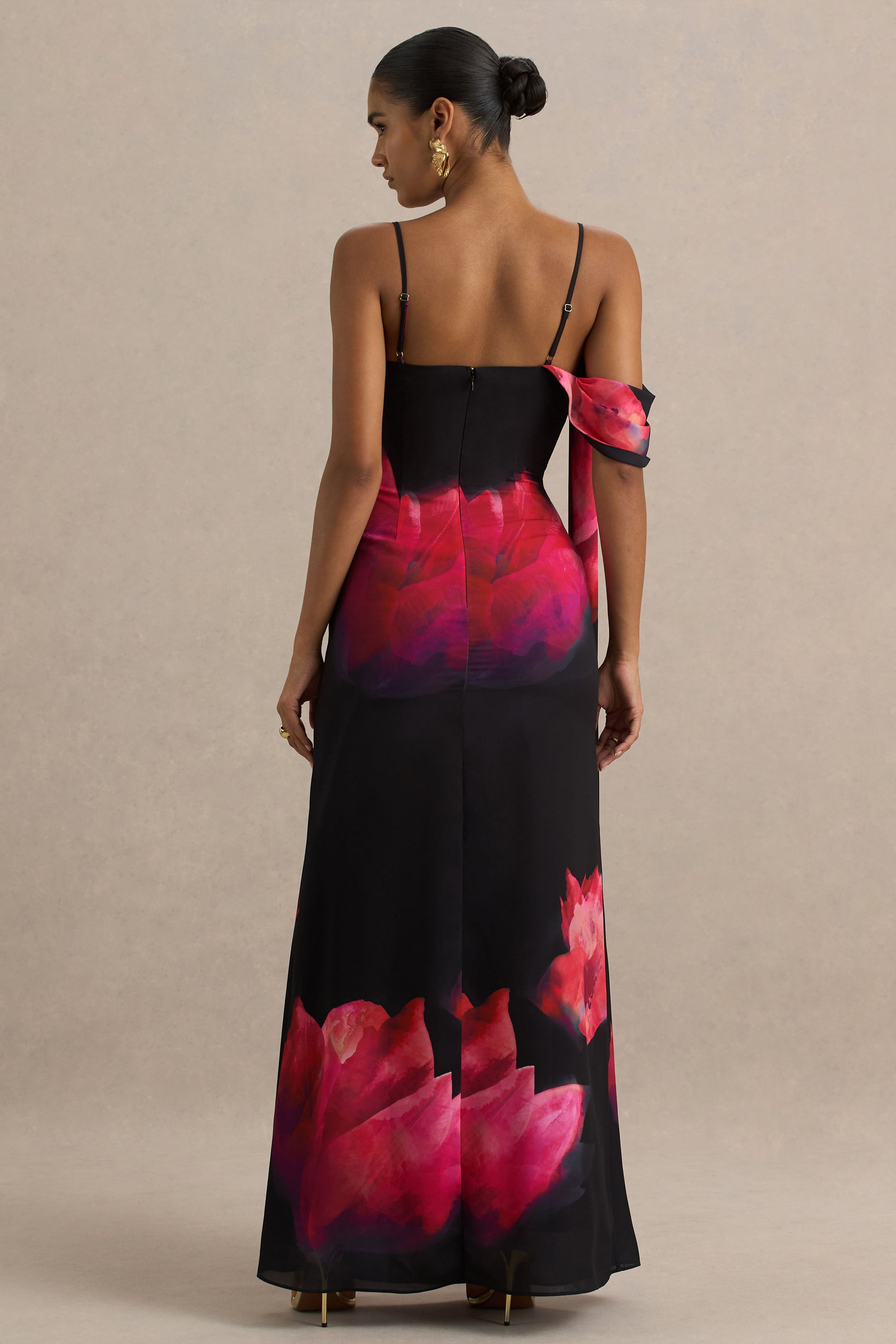 black and pink floral dress Dolyues with Flower Print Soft Lightweight Long Sleeves Clothing for Flower Size S : Clothing, Shoes & Jewelry sleeve dress is a playful design Leonara | Black AND PINK