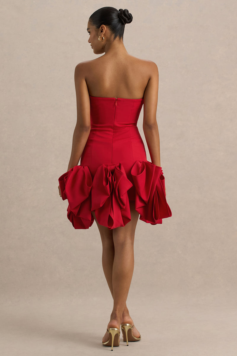 Erica Red Ruffle Puffball Mini Dress – Club L London - USA