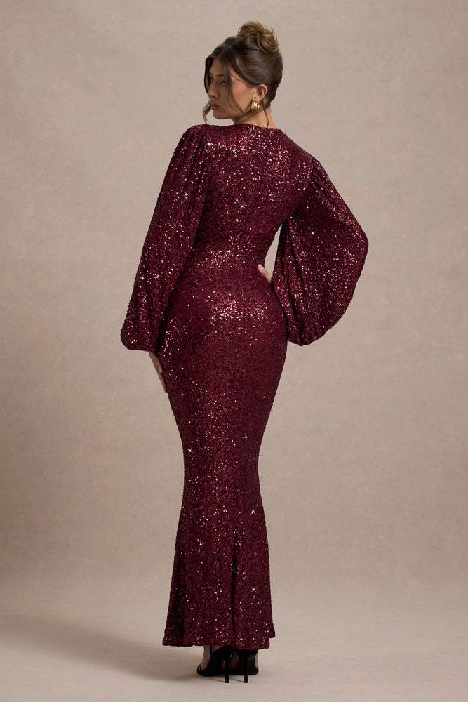 Kaelin Berry Sequin Plunge-Neck Maxi Dress Club L London - USA Kaelin Berry Sequin Plunge-Neck Maxi Dress Club L London - USA