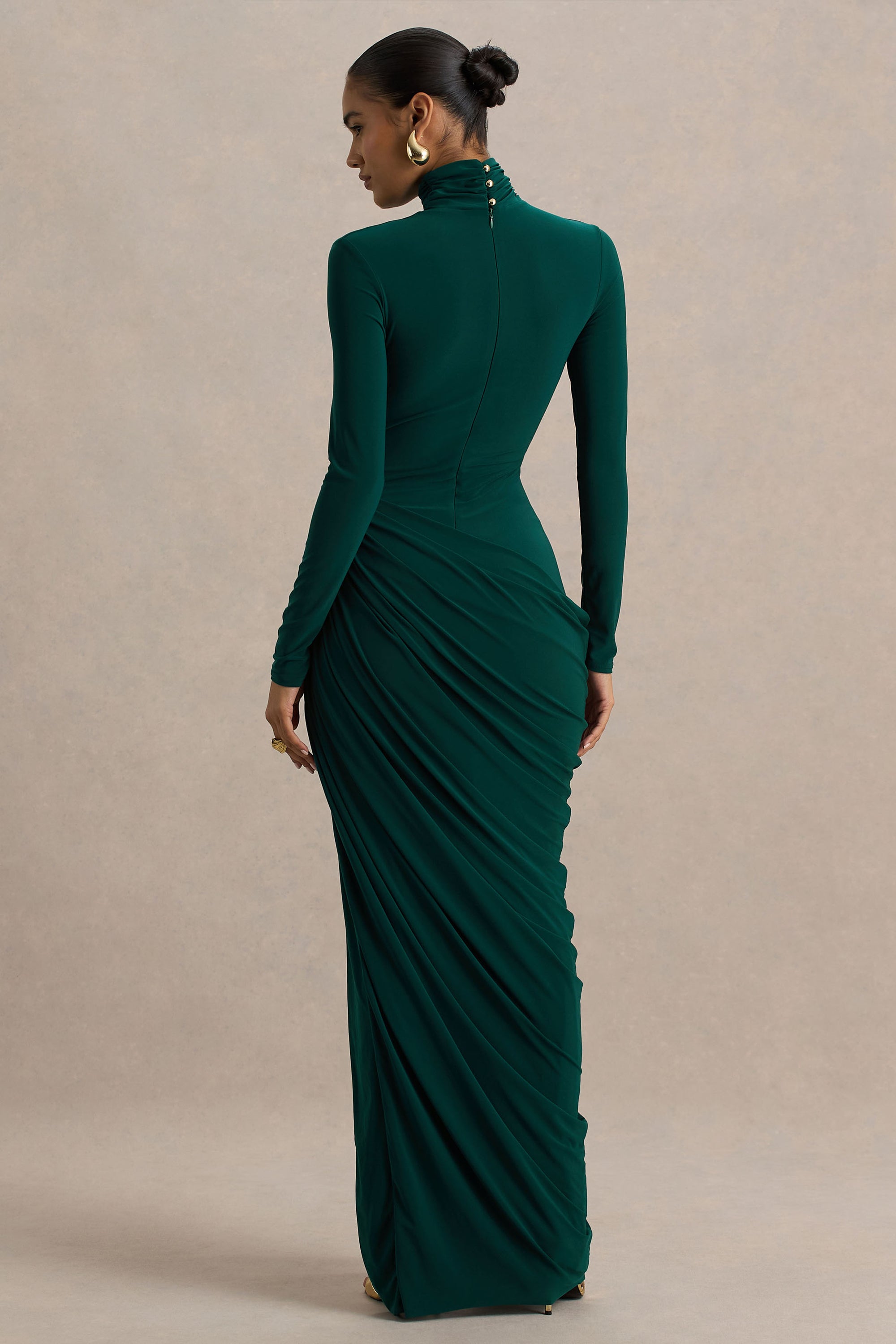 bottle green colour dress for women Dark Green Heavy Gown Party Dress Womens Green Evening Gowns Fancy Dress Party Wear