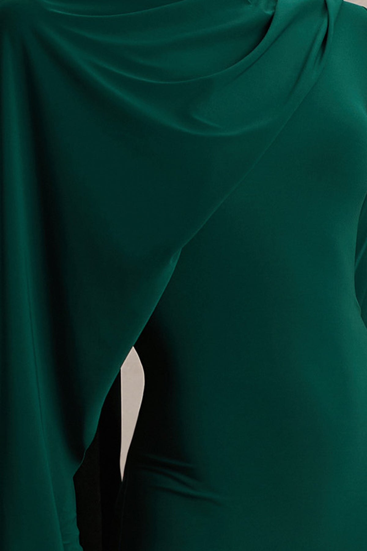 Always | Bottle Green High-Neck Maxi Dress With Cape Sleeve Detail - UK 10 DEEP LAKE Always | Bottle Green High-Neck Maxi Dress With Cape Sleeve Detail - UK 10 DEEP LAKE