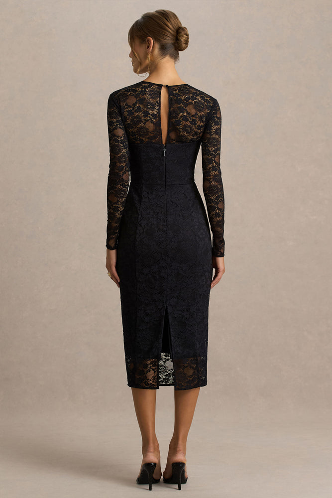 lace black midi dress Black Charlotte Lace Dress main image 1