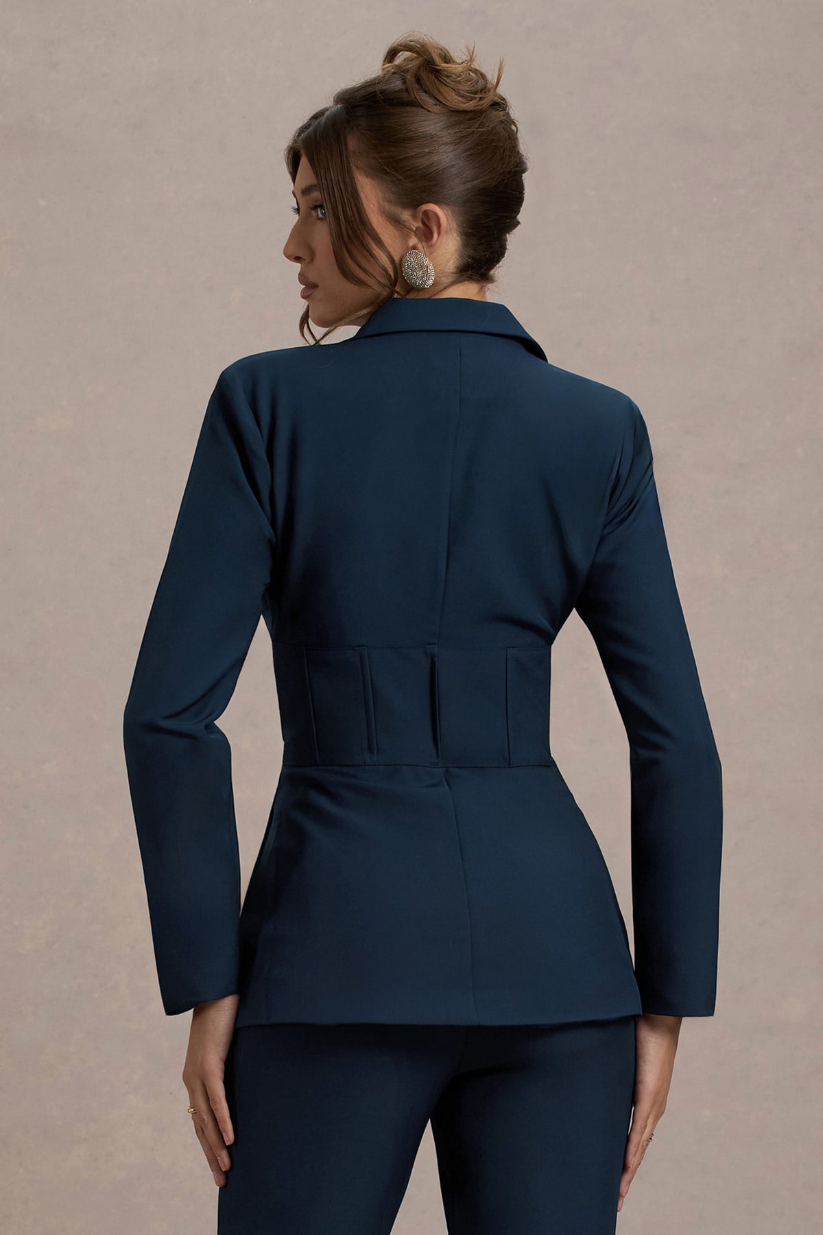Unbeaten | NAVY Fitted Corset Blazer Jacket - UK 14 NAVY Unbeaten | NAVY Fitted Corset Blazer Jacket - UK 14 NAVY