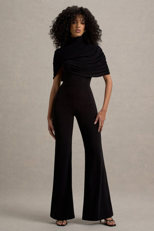 Isoline Black Twist Cape Flared-Leg Jumpsuit – Club L London - USA