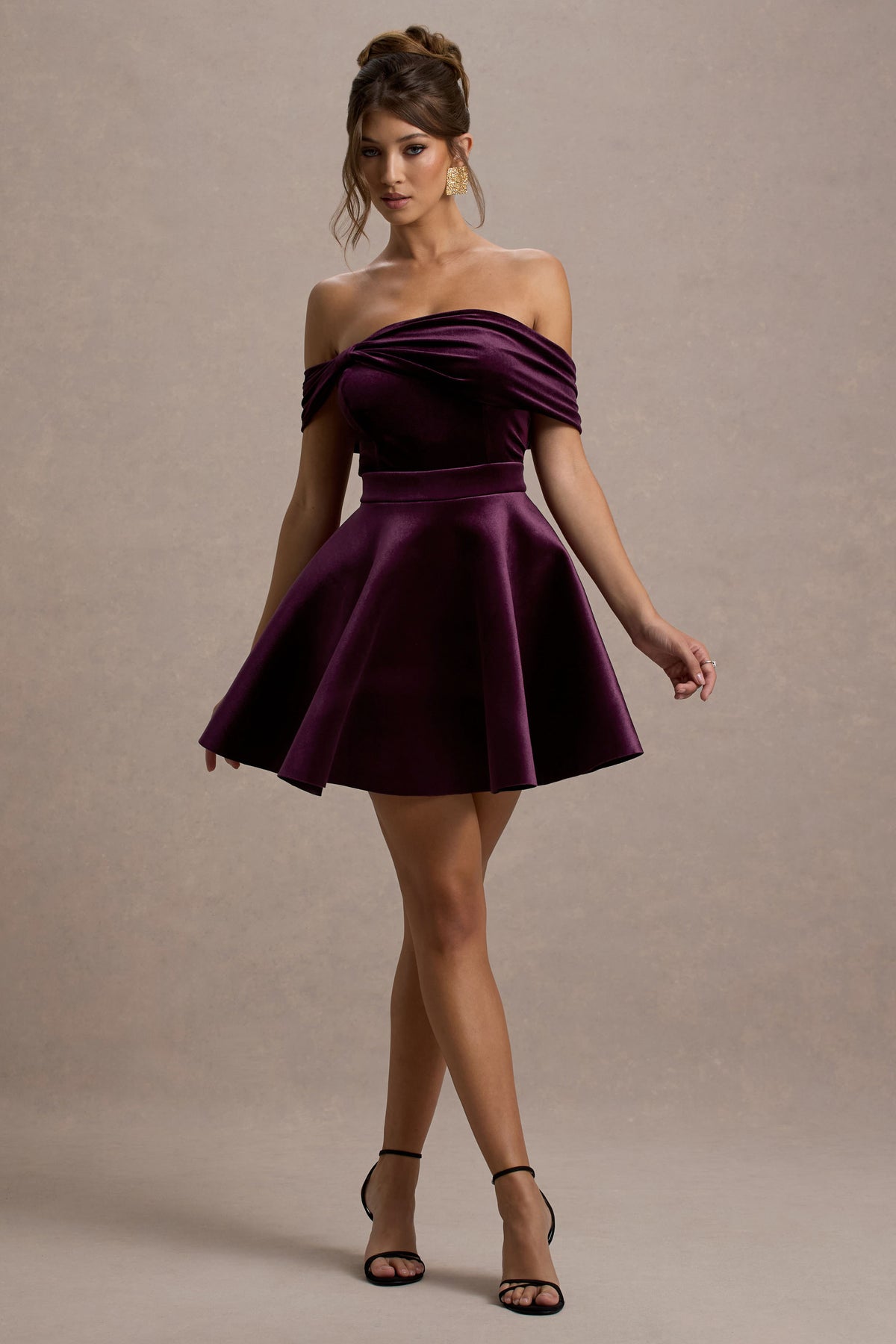 Dede | PORT Velvet Bow Bardot Skater Mini Dress - UK 14 PORT Dede | PORT Velvet Bow Bardot Skater Mini Dress - UK 14 PORT