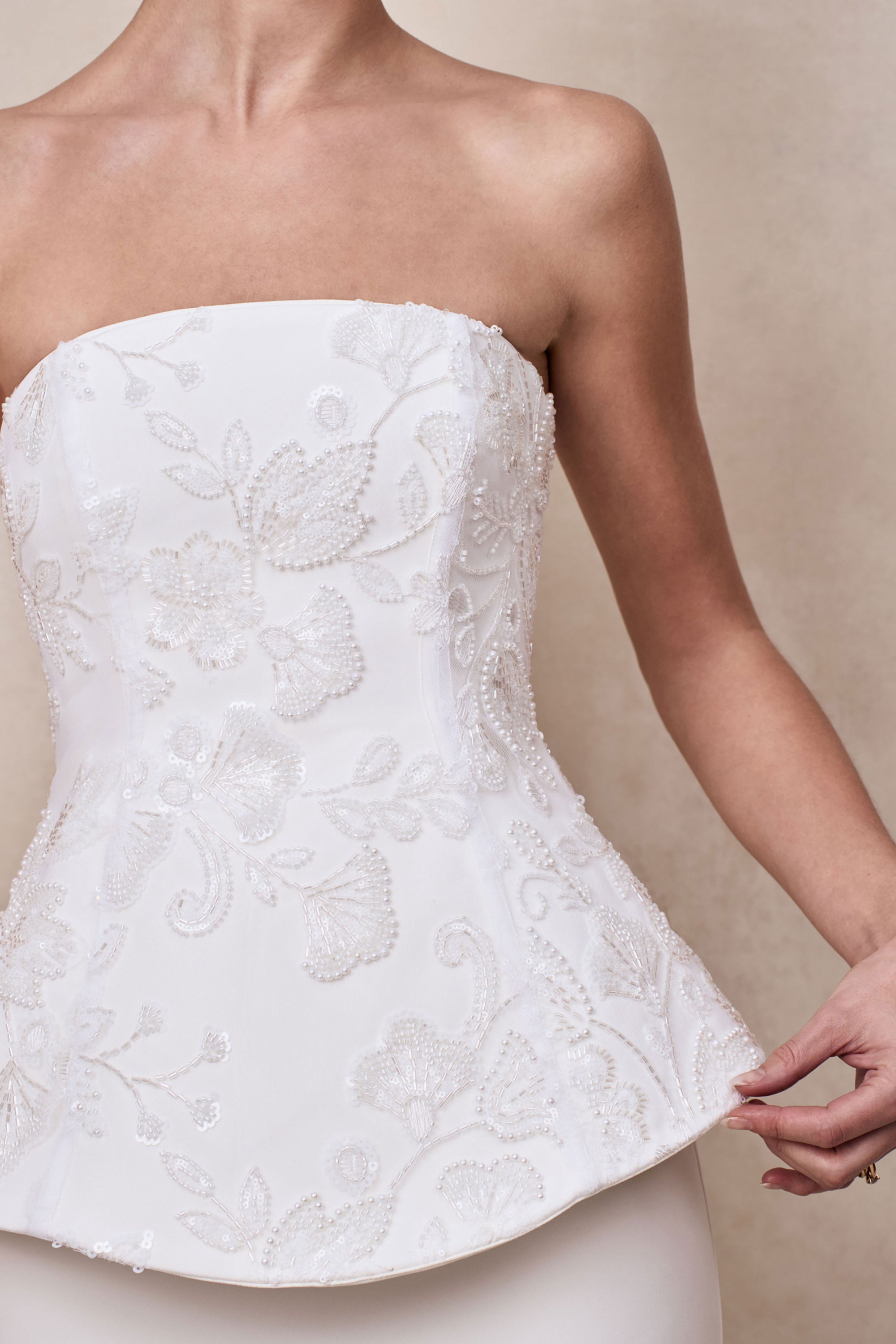 white corset tube dress Guizio Satin Corset Dress White / XXS