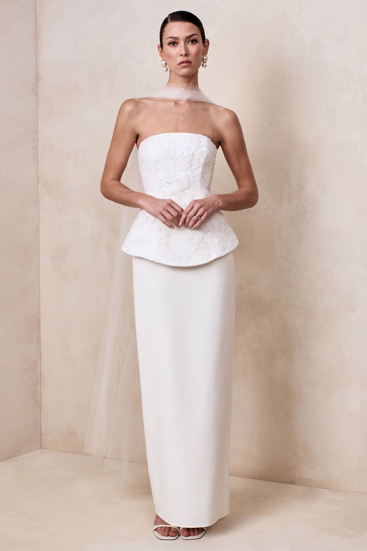 Naira White Satin Bandeau Corset Maxi Dress – Club L London Naira White Satin Bandeau Corset Maxi Dress – Club L London