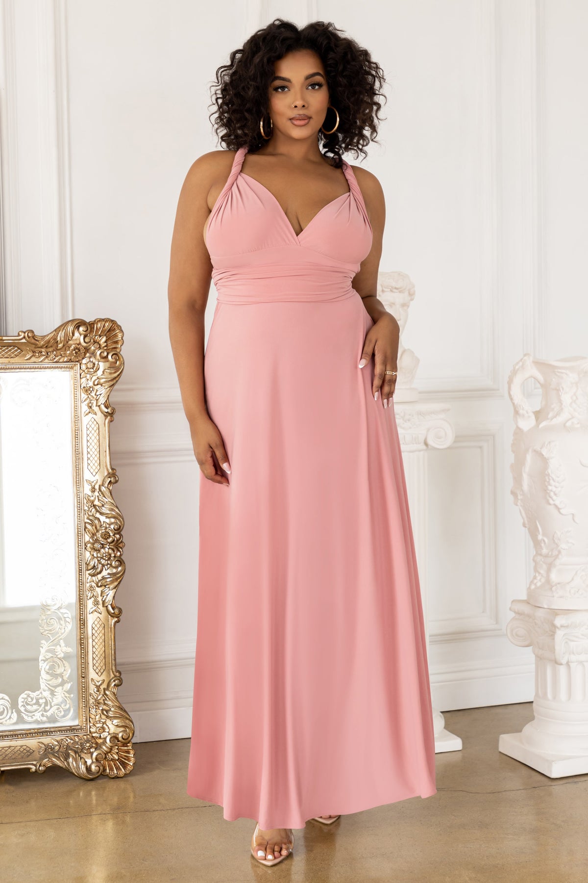 Plus size blush pink maxi dress Clearance