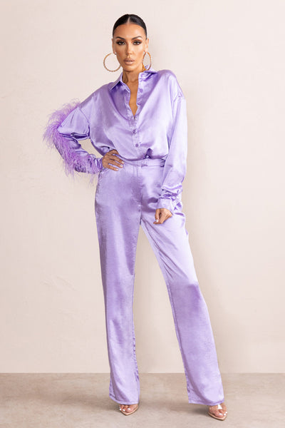 Evening Memories Lilac Satin Wide Leg Trousers – Club L London - USA