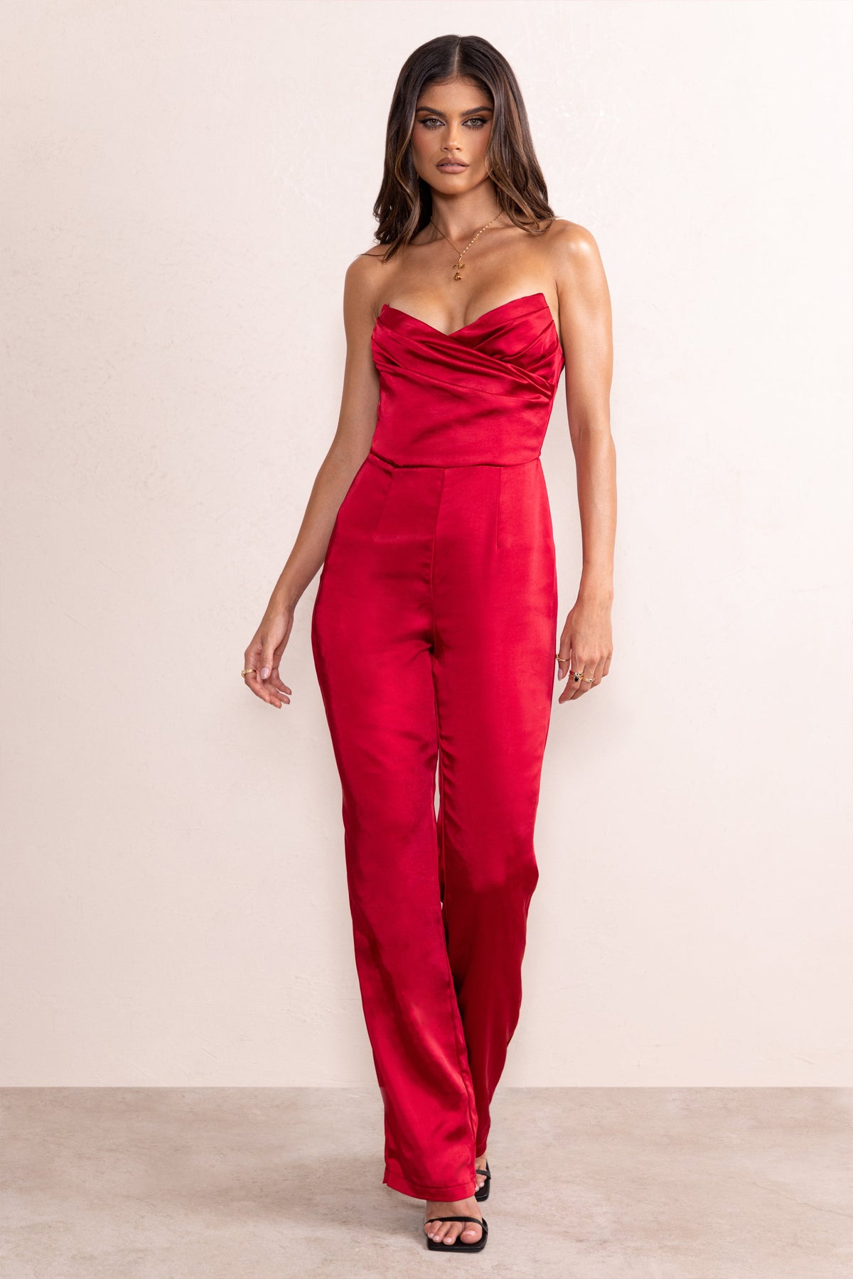 Missguided satin bralet in red