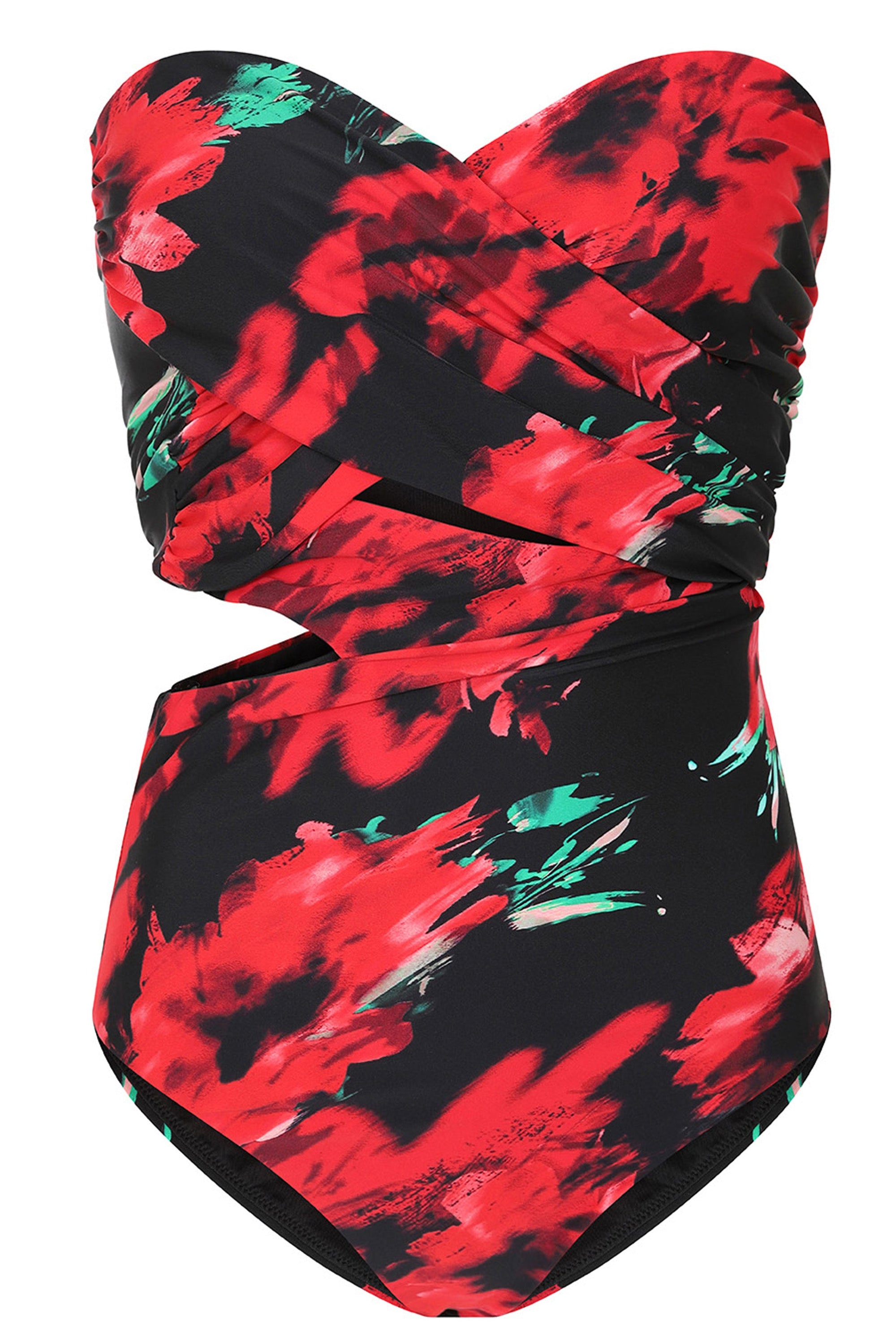 Oyster | Multi Print Wrapped Bardot Swimsuit - Club L London - USA