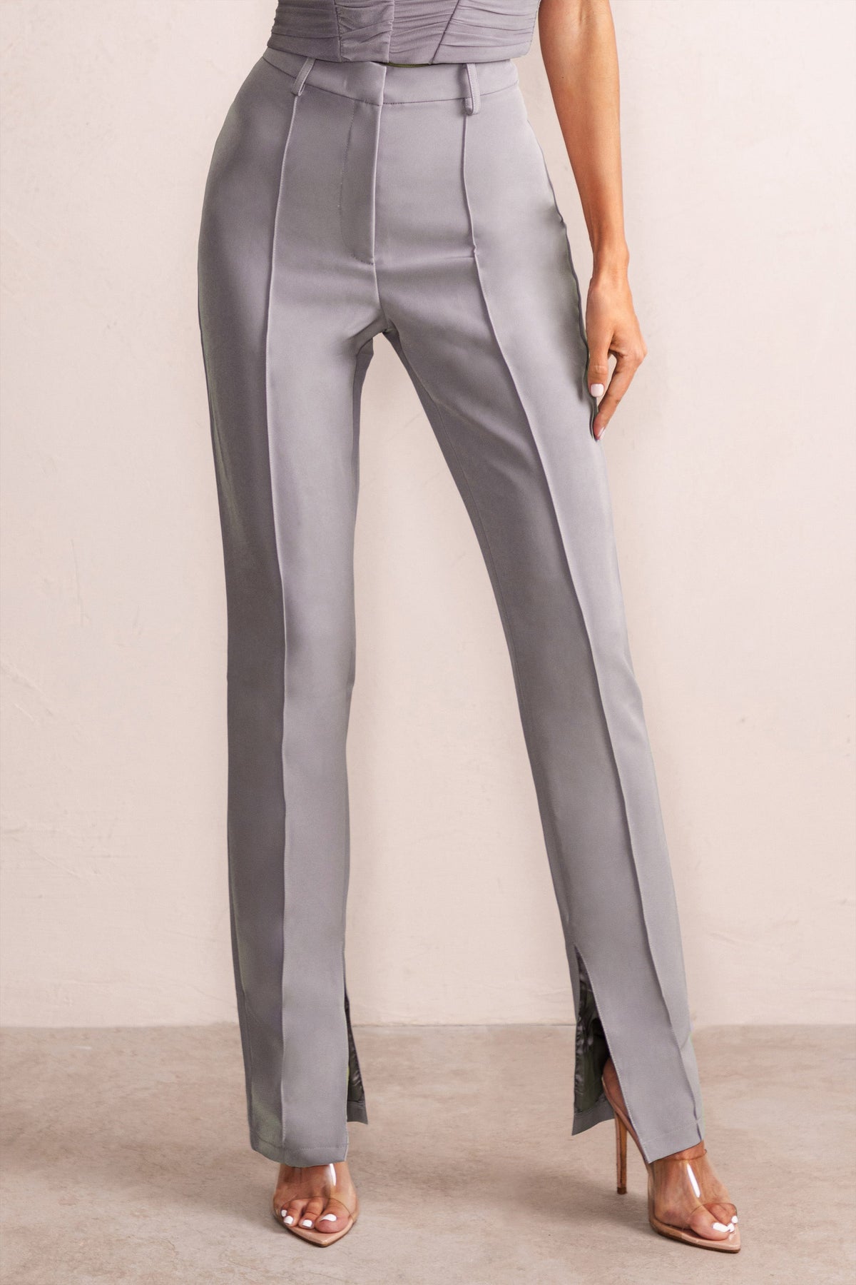 Grey wide-leg pants summer high-waisted slim vertical straight-leg pants  casual pants trousers at Rs 1449.00, Ladies Pants