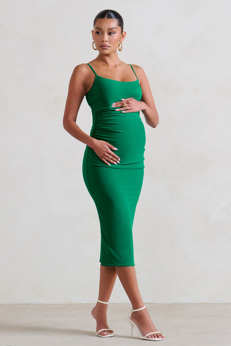 Raquel Green Maternity Cami Midi Dress With Split – Club L London - USA