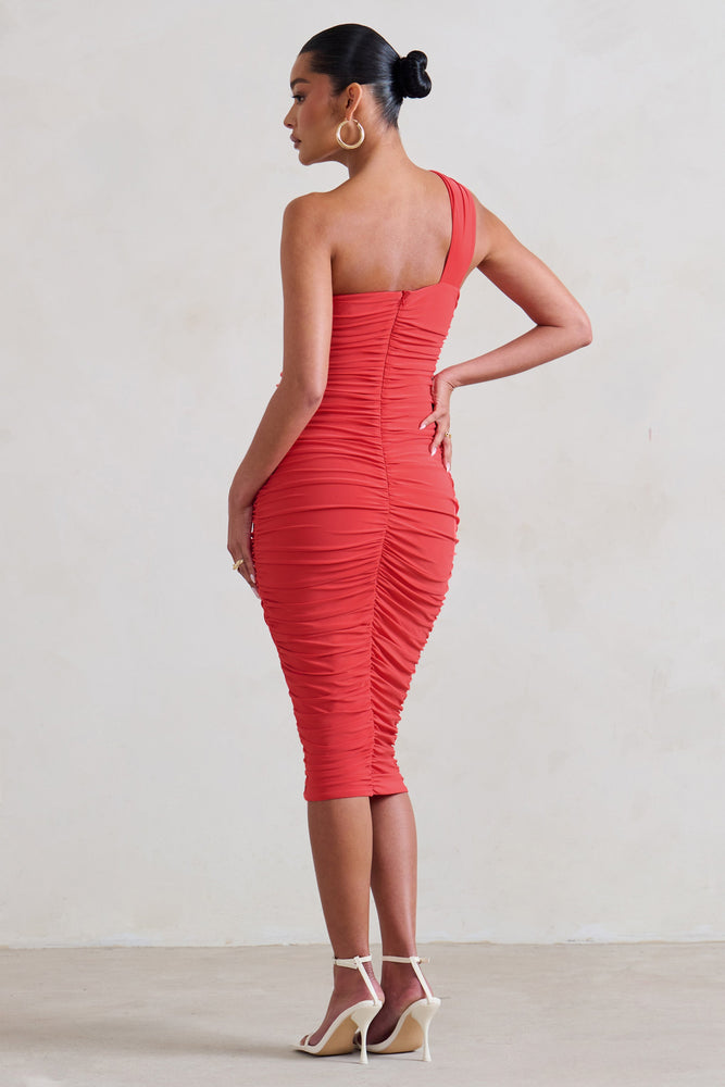 Coral bodycon midi dress top